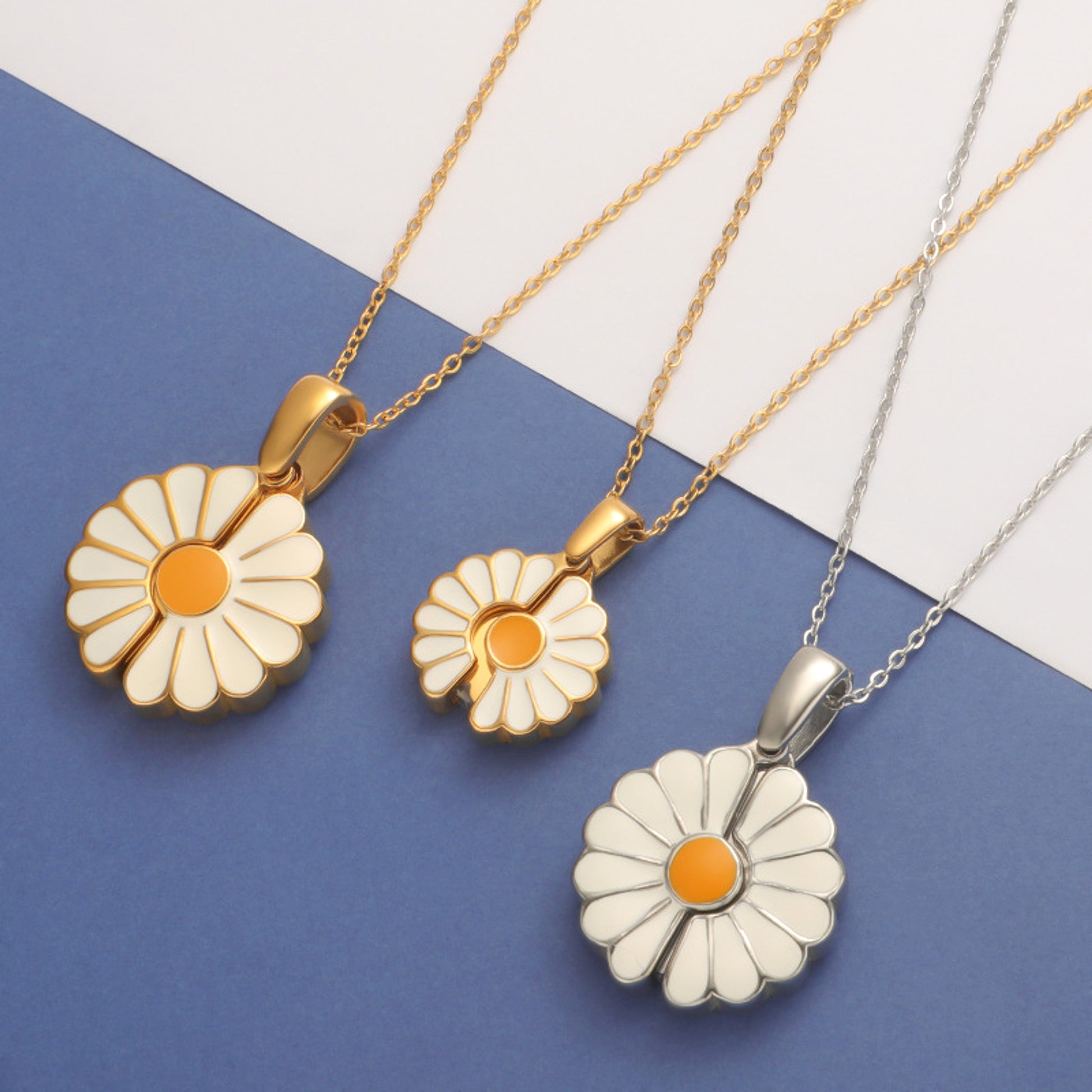 Mirror Stainless Steel Sunflower Pendant Necklace - enhanced image 8