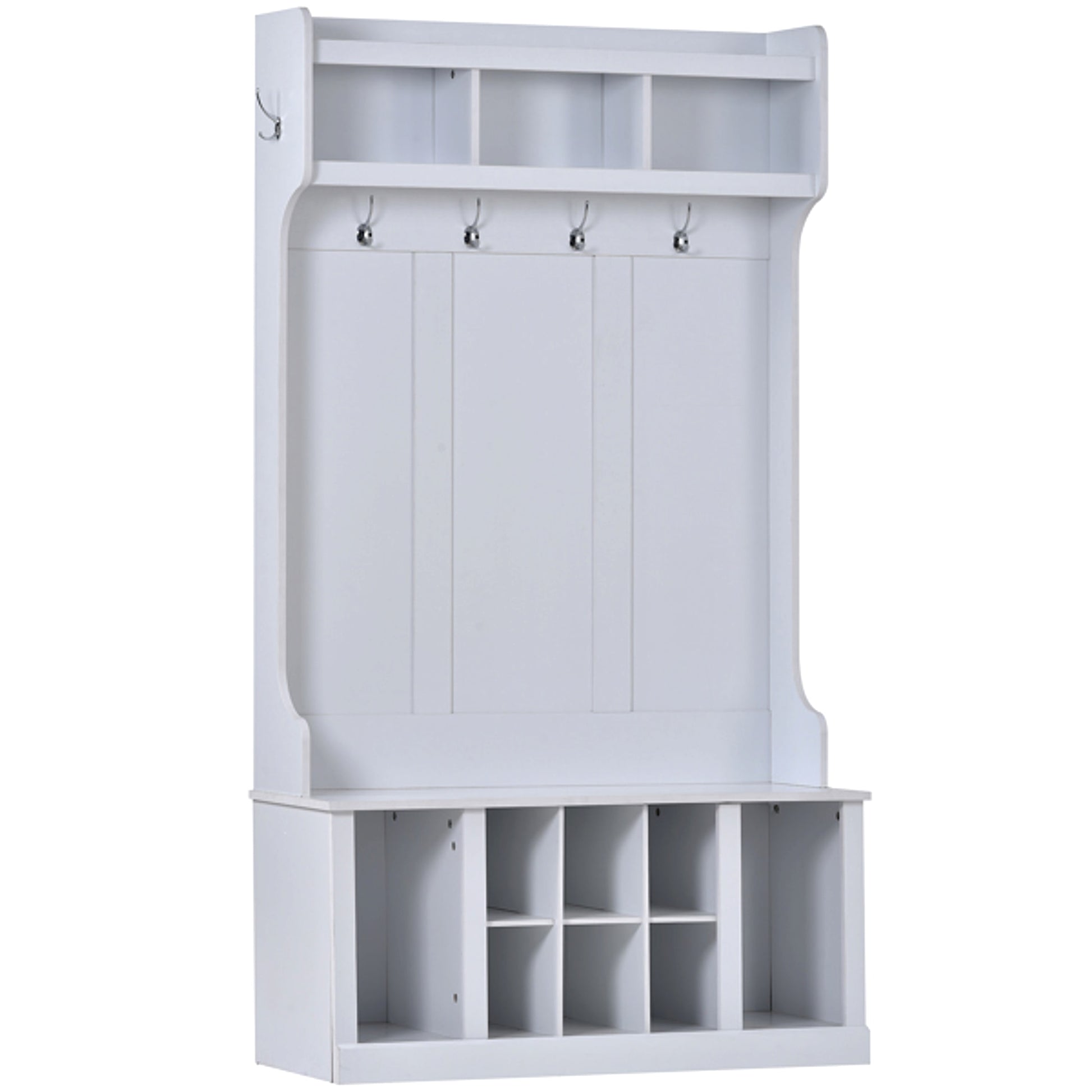LuneluX_Home – Modern Farmhouse Hall Tree with Storage Bench & Hooks (White) - enhanced image 8