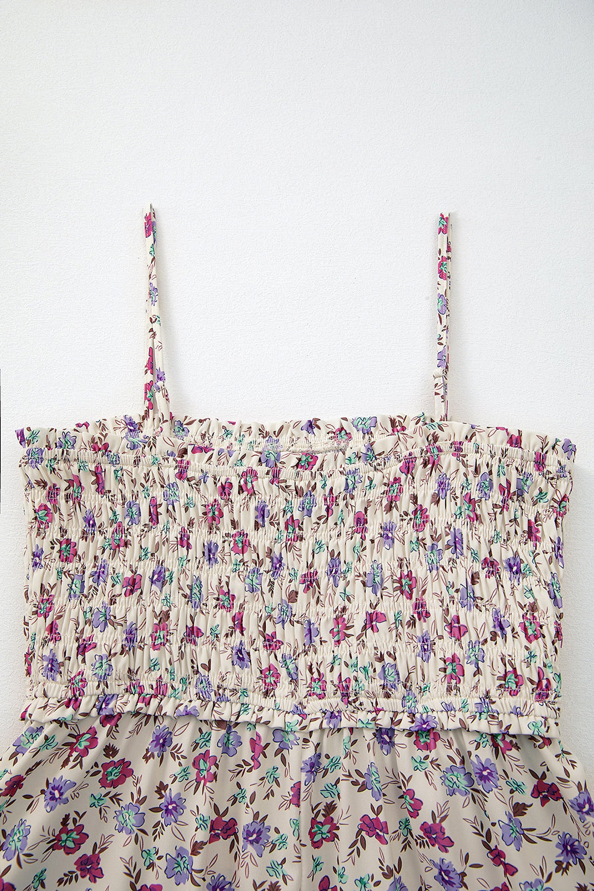 Multicolour Bohemian Ditsy Floral Smocked Fit Flare Sundress - enhanced image 8