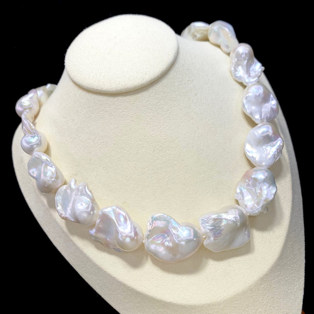 Natural Large Particle Baroque Shaped Freshwater Pearl Necklace For Women - enhanced image 8