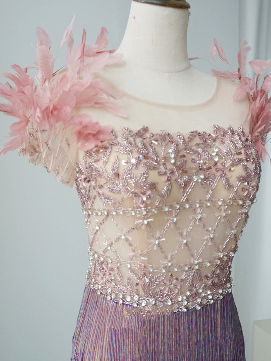 New Feather Heavy Industry Mid Length Crystal Evening Dress - enhanced image 8