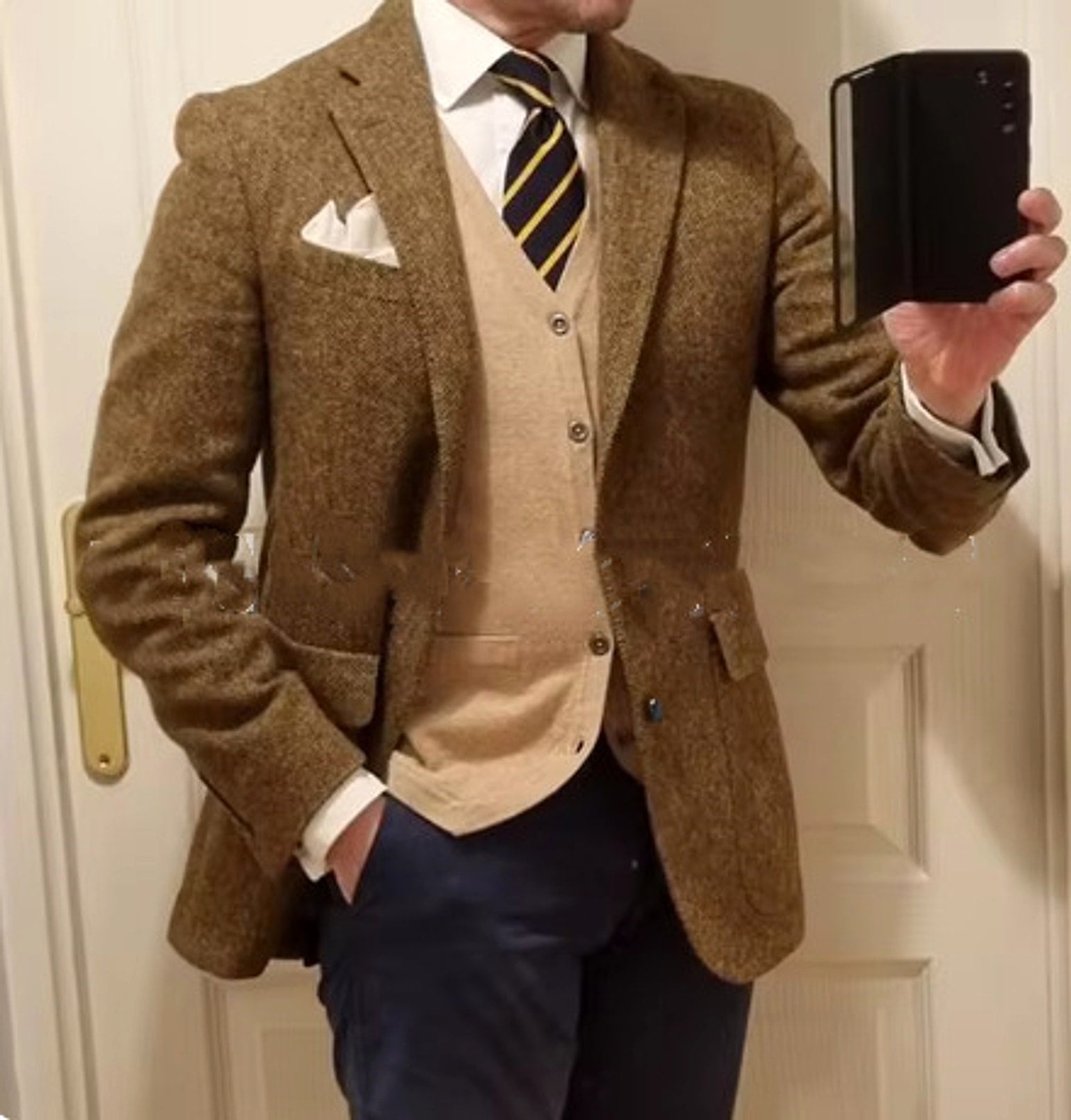 New Men's Suit Herringbone Coat Casual Slim Fit - enhanced image 8