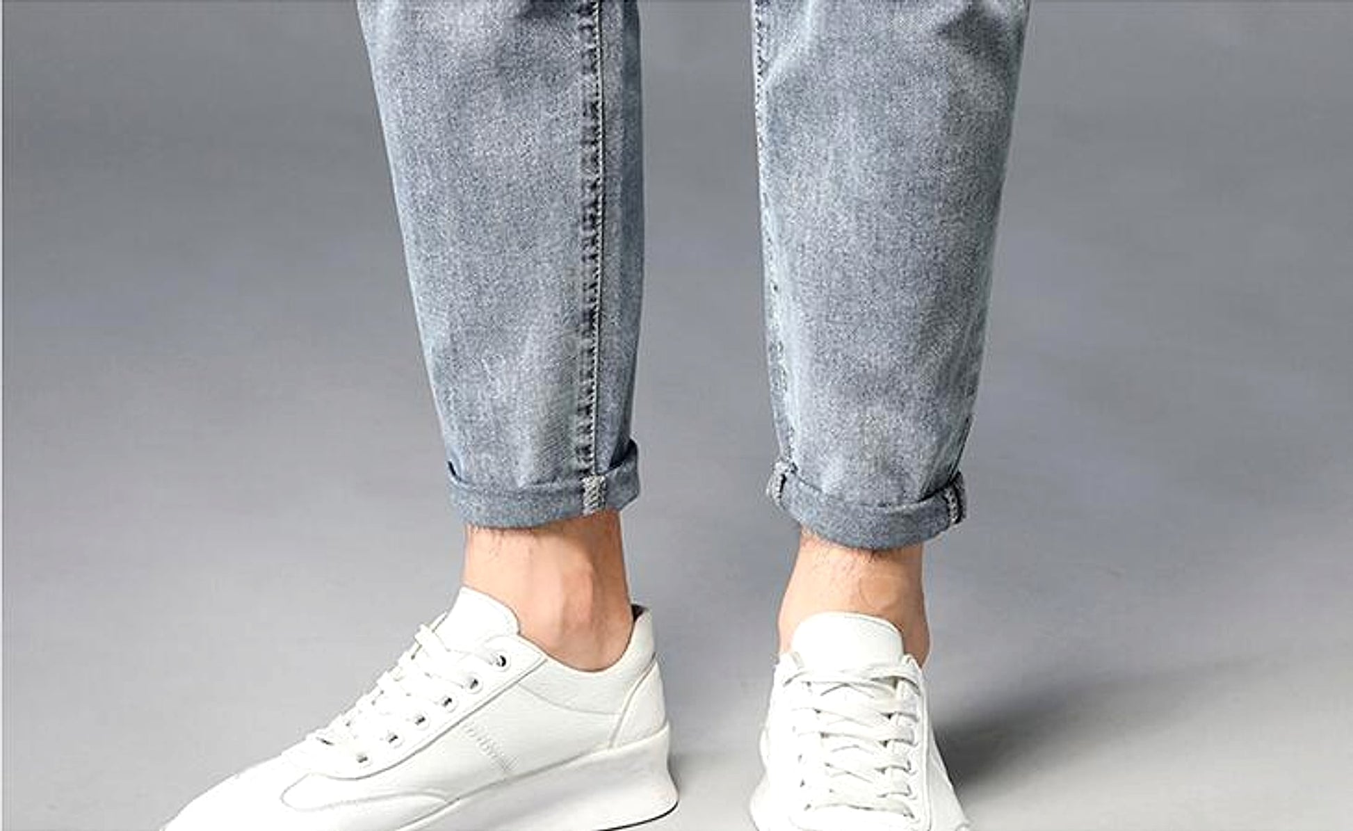 Nine-Point Washed Small Feet Jeans Straight-Leg Pants Men - enhanced image 8