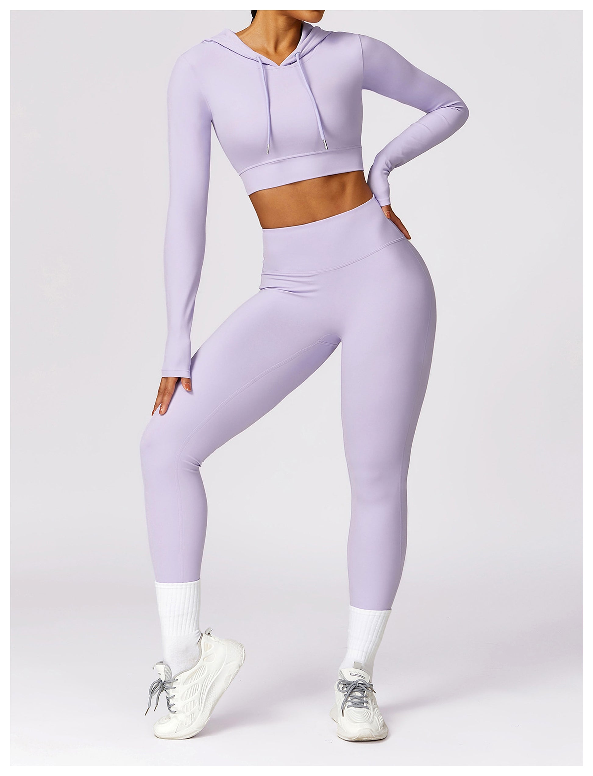 Outdoor Running Hooded Top Yoga Leggings - enhanced image 8