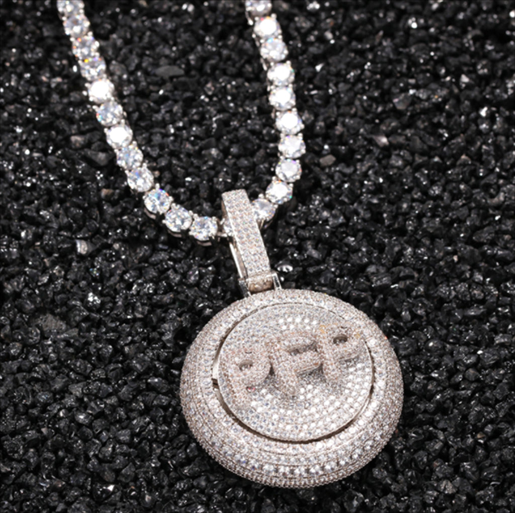 Personalized Rotating Pendant Necklace – Custom Name & Zircon Inlay - enhanced image 8