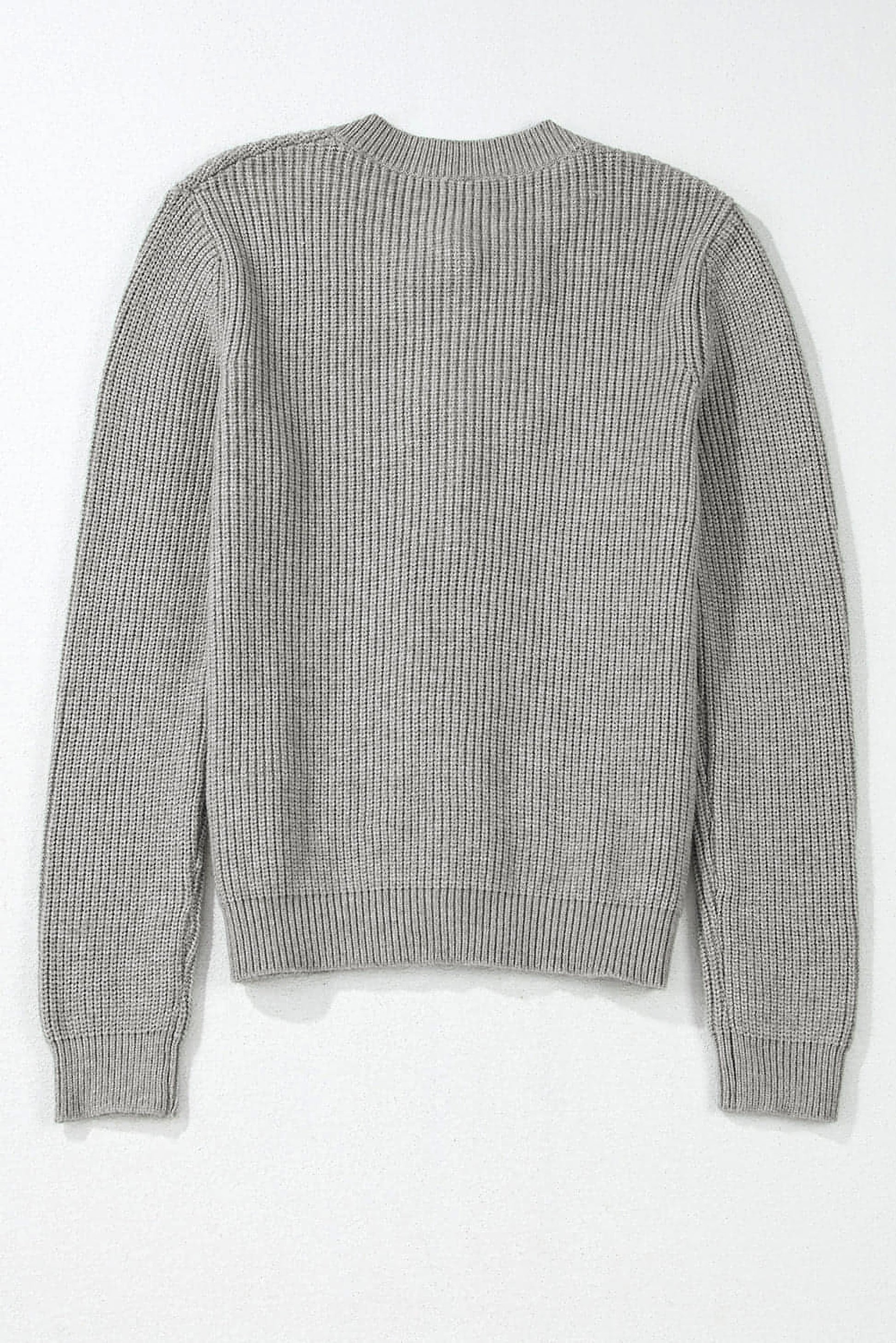Philippine Gray Ribbed Knit Bow Front Buttoned Cardigan - enhanced image 8