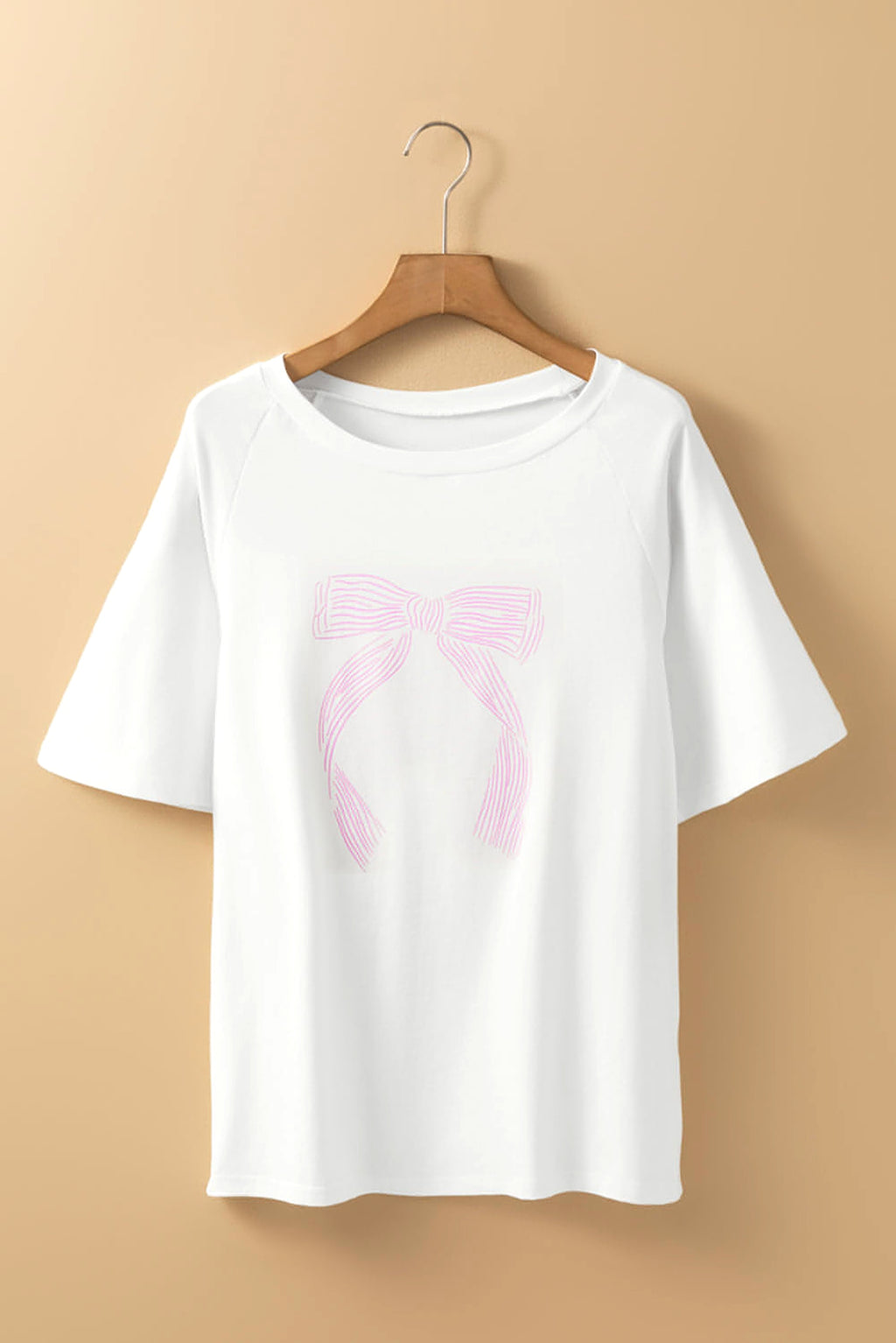 Pink Bow Knot Print Loose Fit Two Piece Casual Lounge Set - enhanced image 8