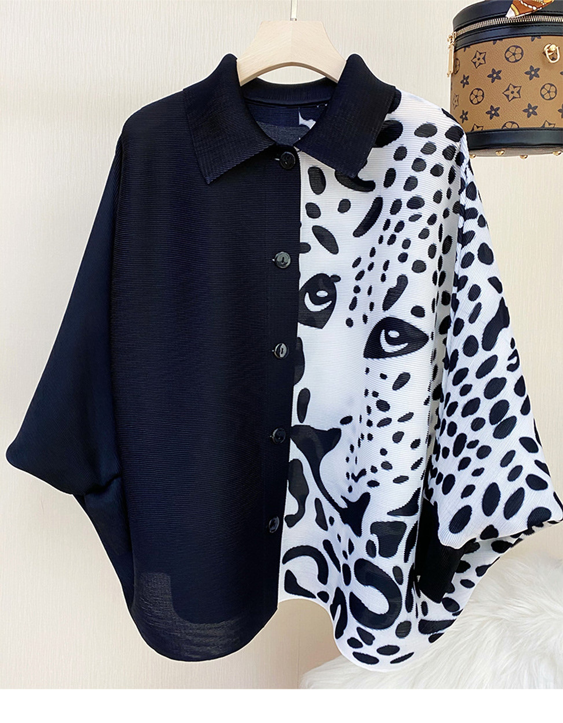 Pleated Coat Loose And Slim Plus Size Long-sleeved Leopard Print - enhanced image 8