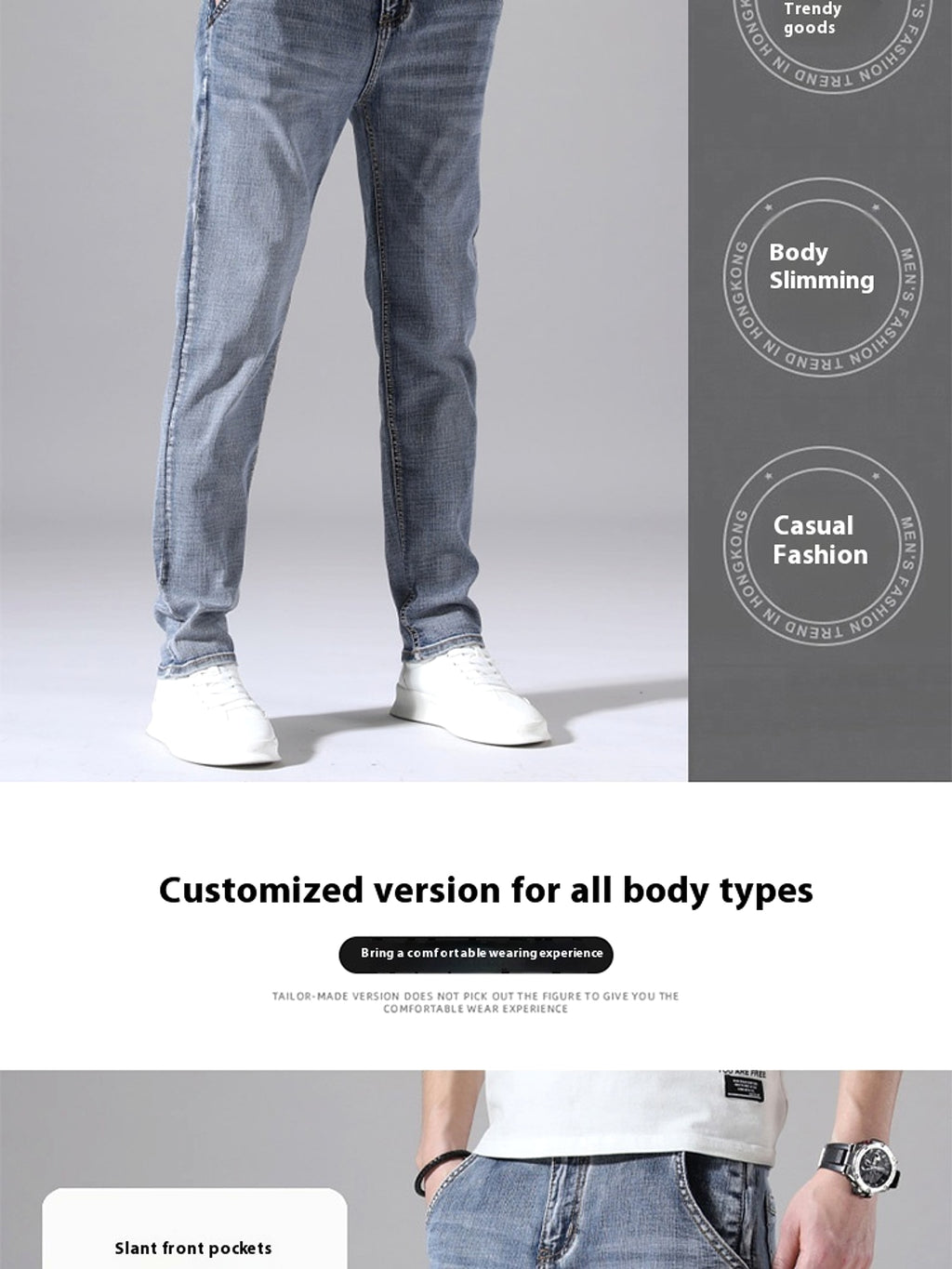 Retro Thin Jeans Straight Loose Casual Trousers Men - enhanced image 8