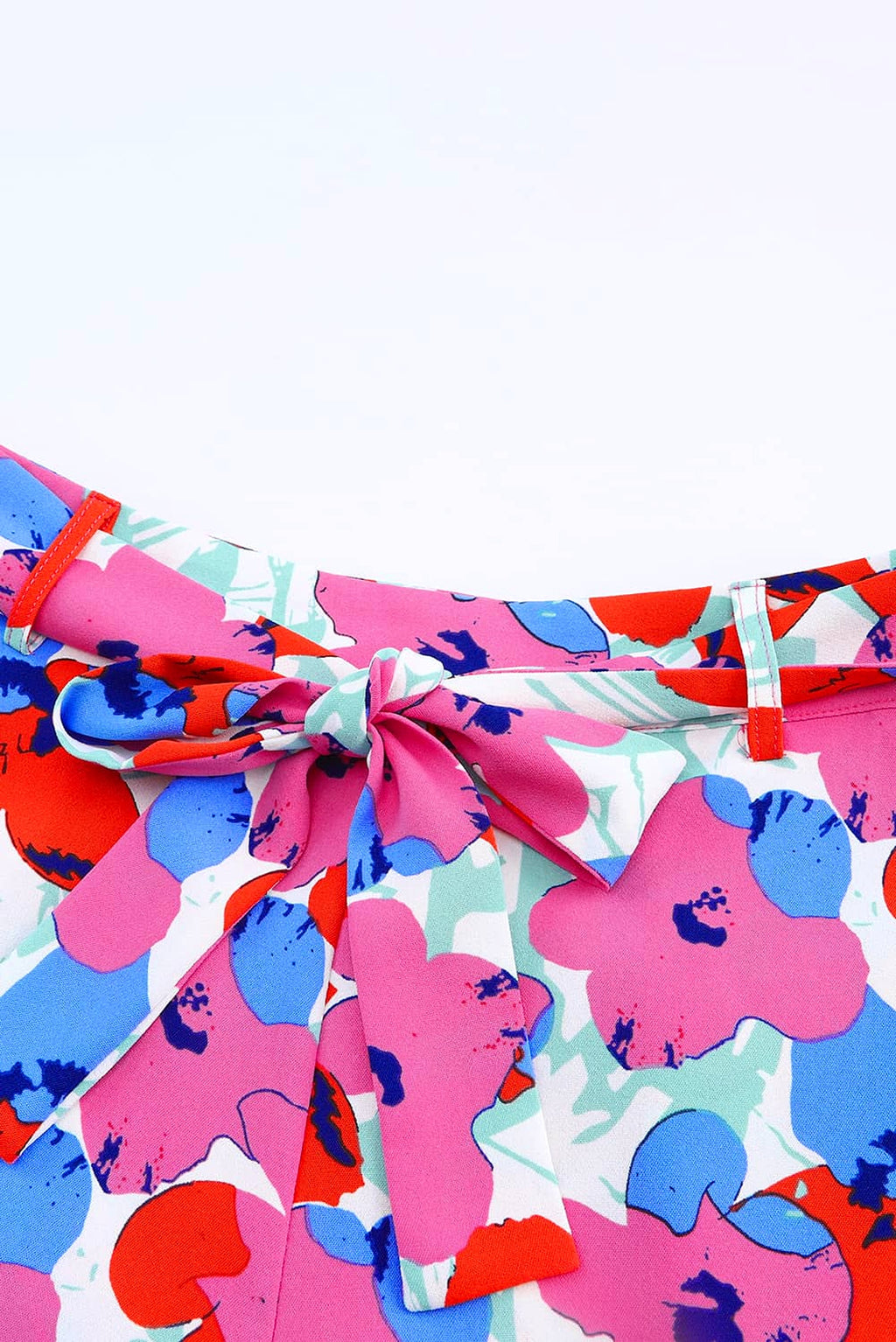 Rose Floral Print Belted Shorts - enhanced image 8