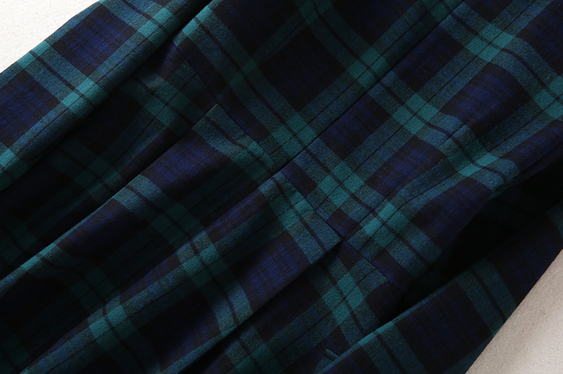 A1. Royal English Lapel Long Sleeve Plaid Waist Dress - enhanced image 8