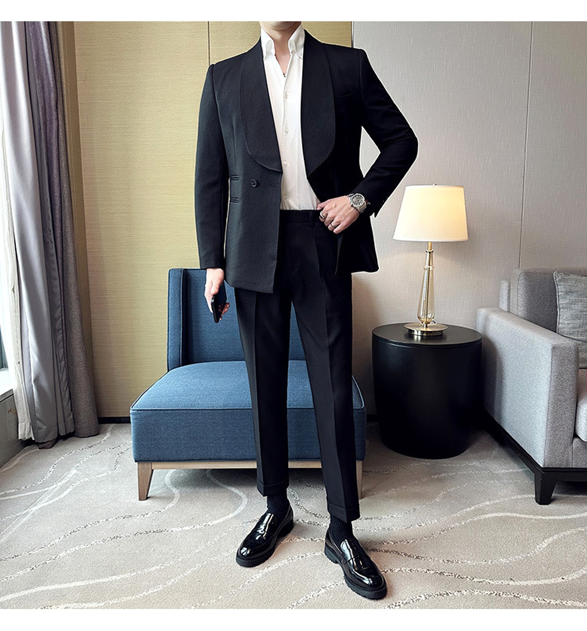 RoyalElite™ Men's Suit – Double-Breasted Business Elegance - enhanced image 8