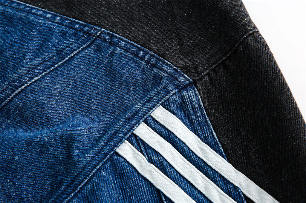 Side Stripe Stitching Loose Denim Jacket Men And Women European And American - enhanced image 8