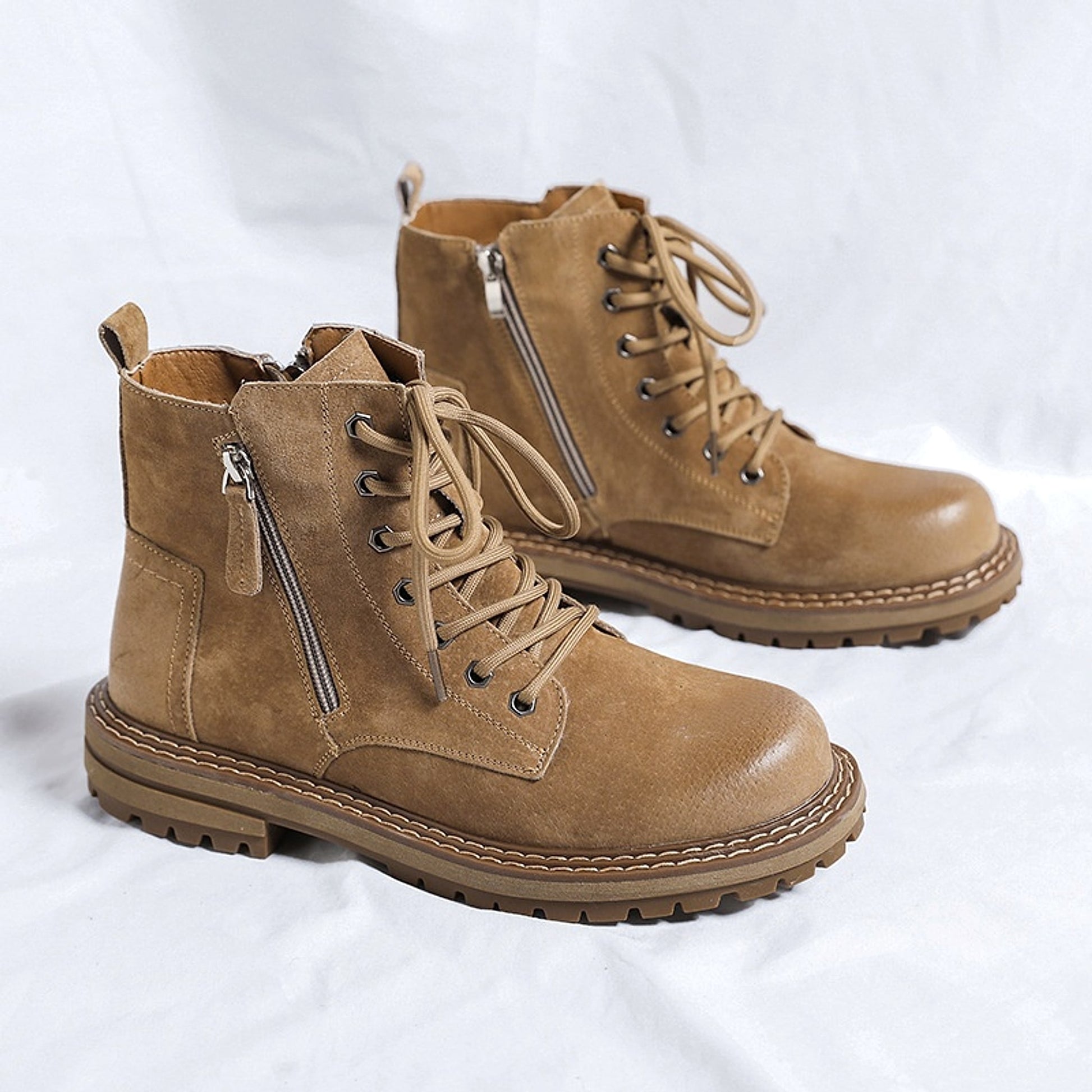 Side Zipper Seven-hole Super Popular Ins High Street Fashionable Handsome Ankle Boots - enhanced image 8