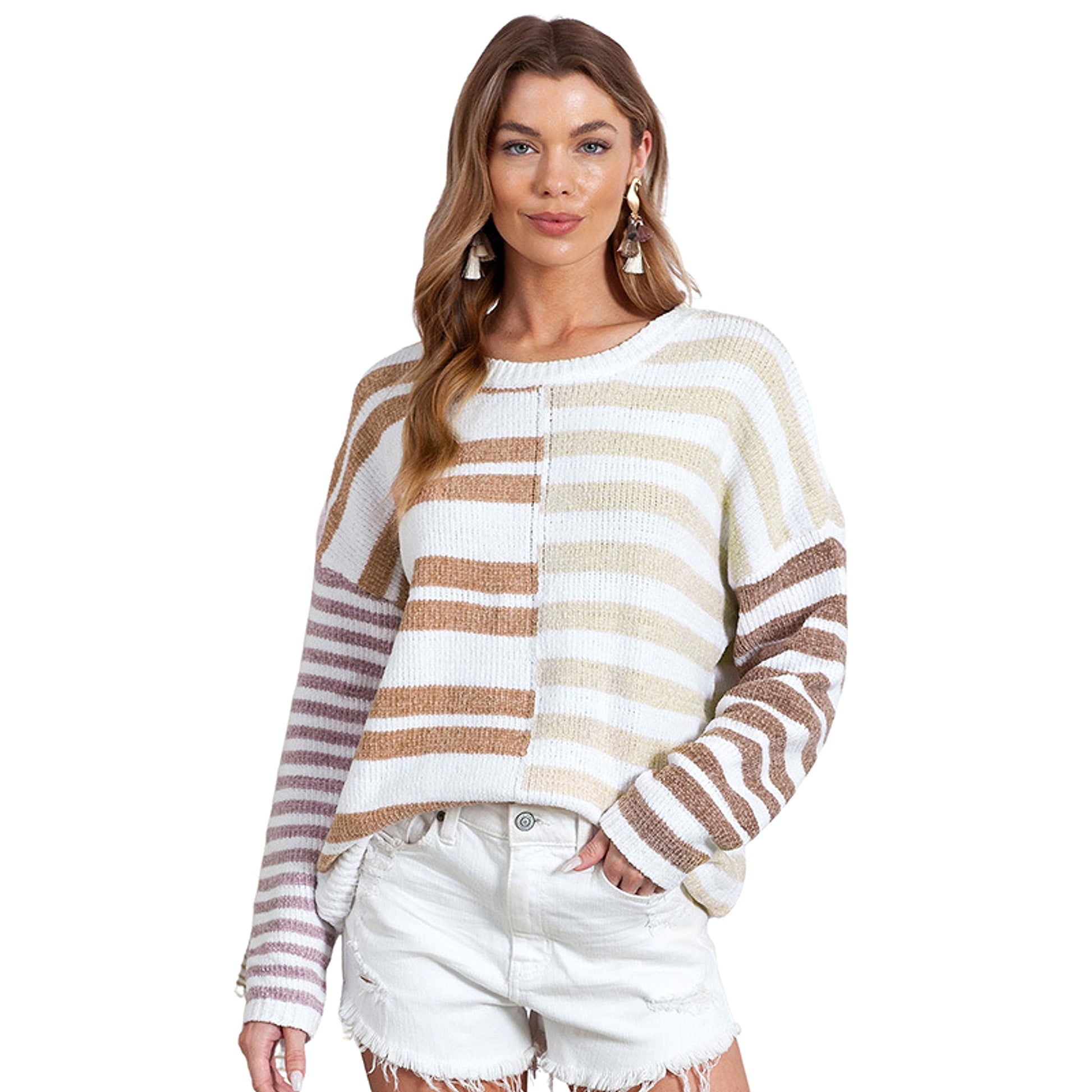Simple Versatile Striped Printed Sweater For Women - enhanced image 8