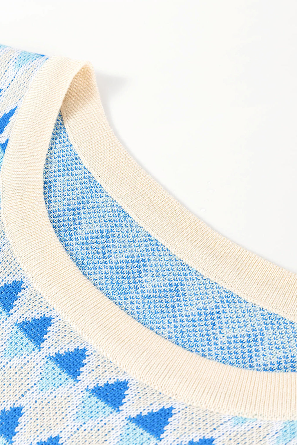 Sky Blue Stripe Geometric Print Round Neck Slim Fit Sweater Vest - enhanced image 8