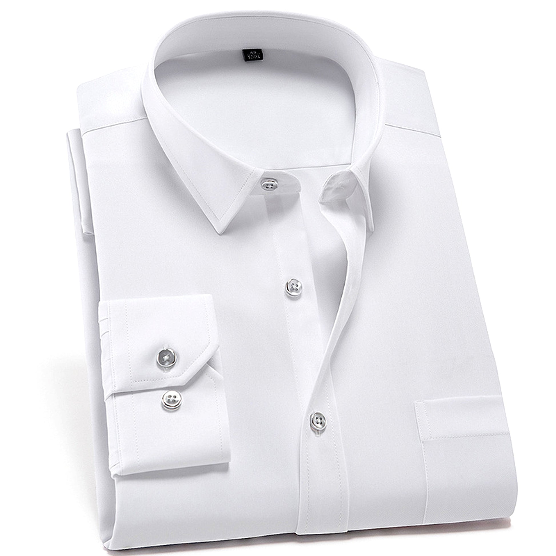 Solid Color DressShirt Men's Non-ironing Stretch Breathable Business Casual - enhanced image 8