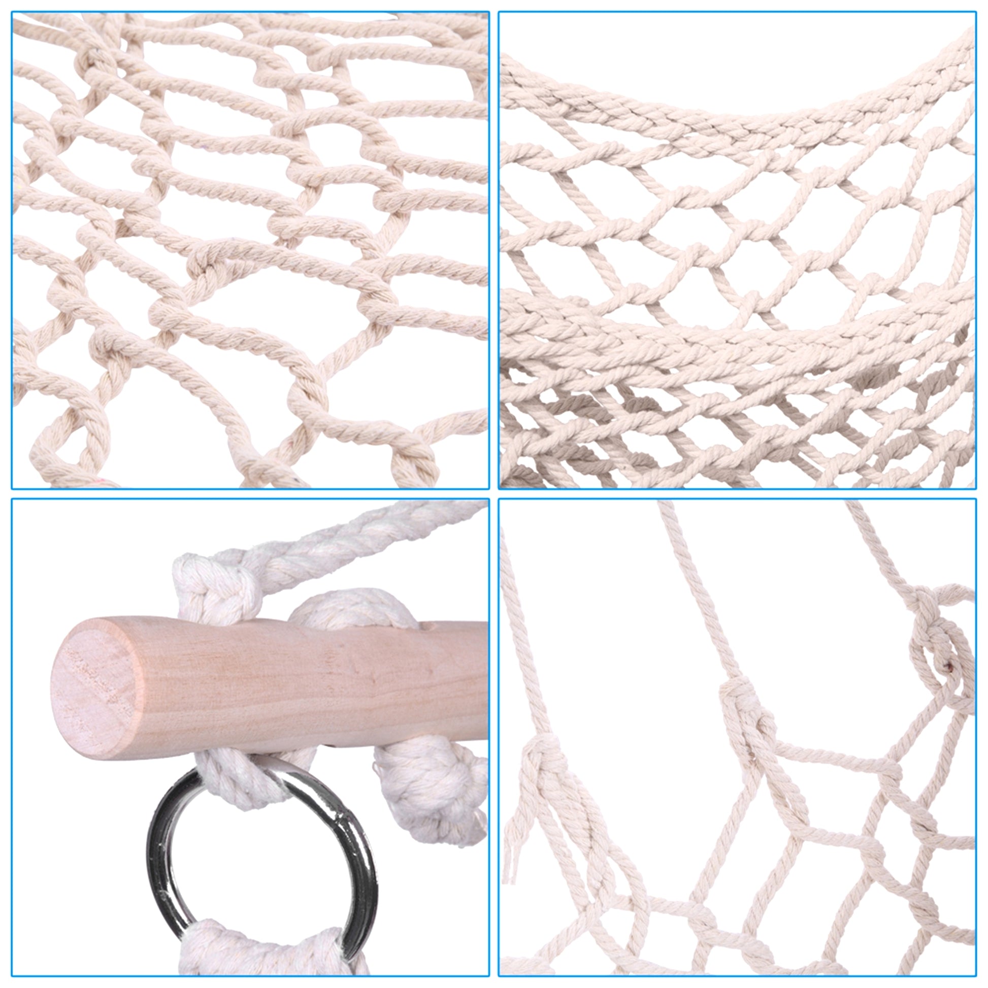 SolunaWeave™ – Cotton Rope Hanging Chair (Beige) - enhanced image 8