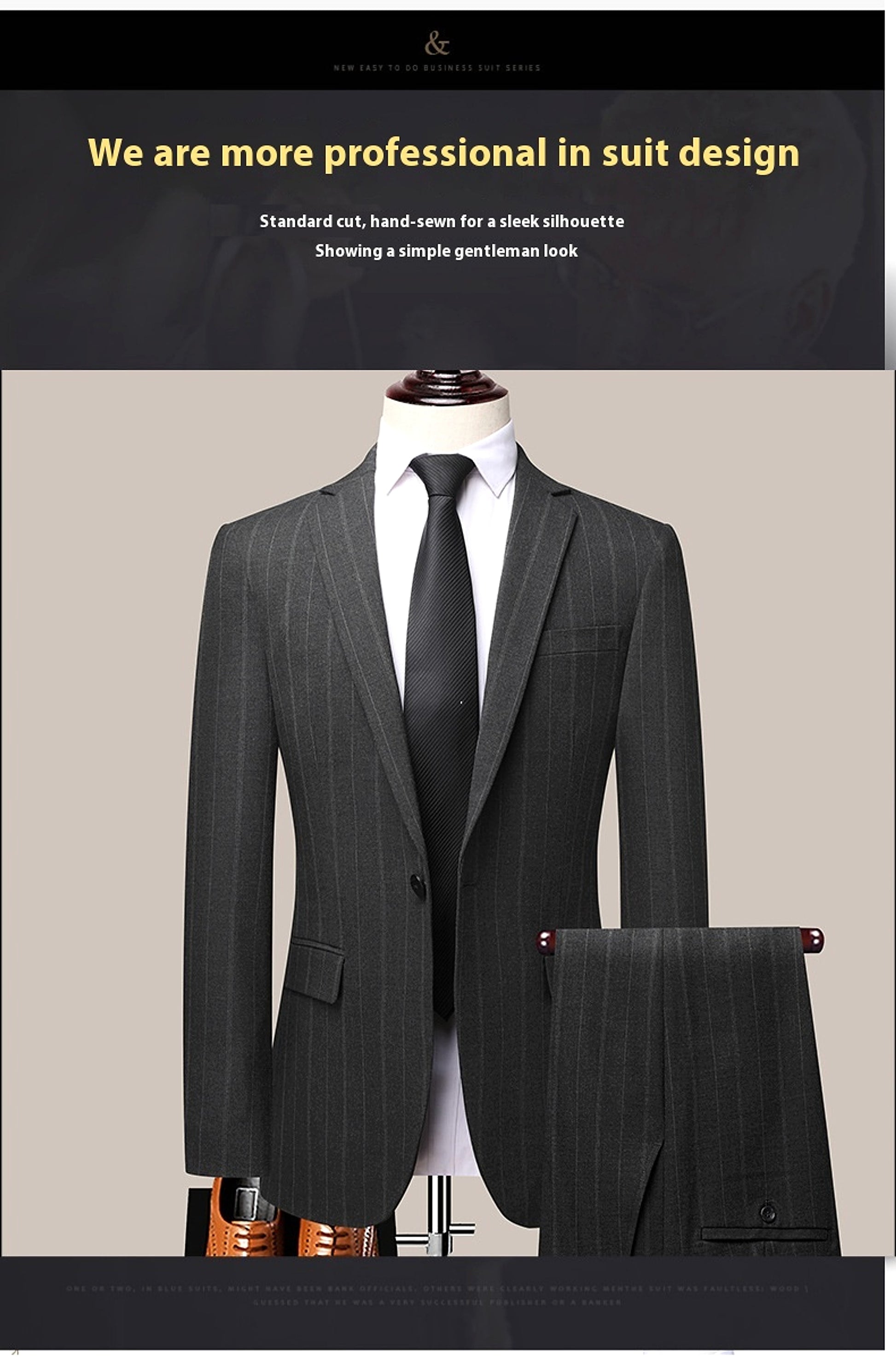 Graysven™ – Slim Striped Wedding & Business Suit - enhanced image 8