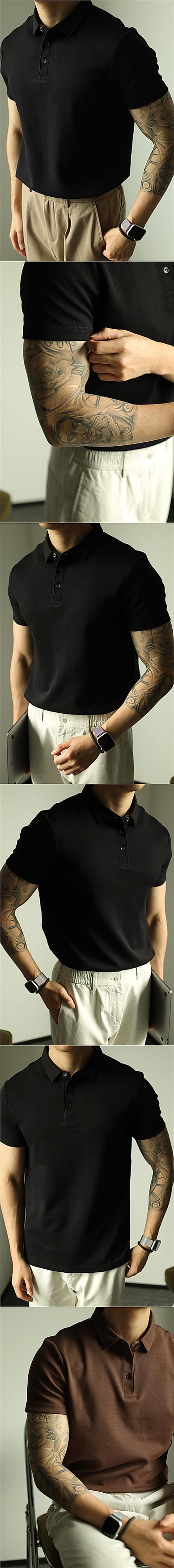 Chic Summer Polo: Modern Lapel Short Sleeve Shirt - enhanced image 8