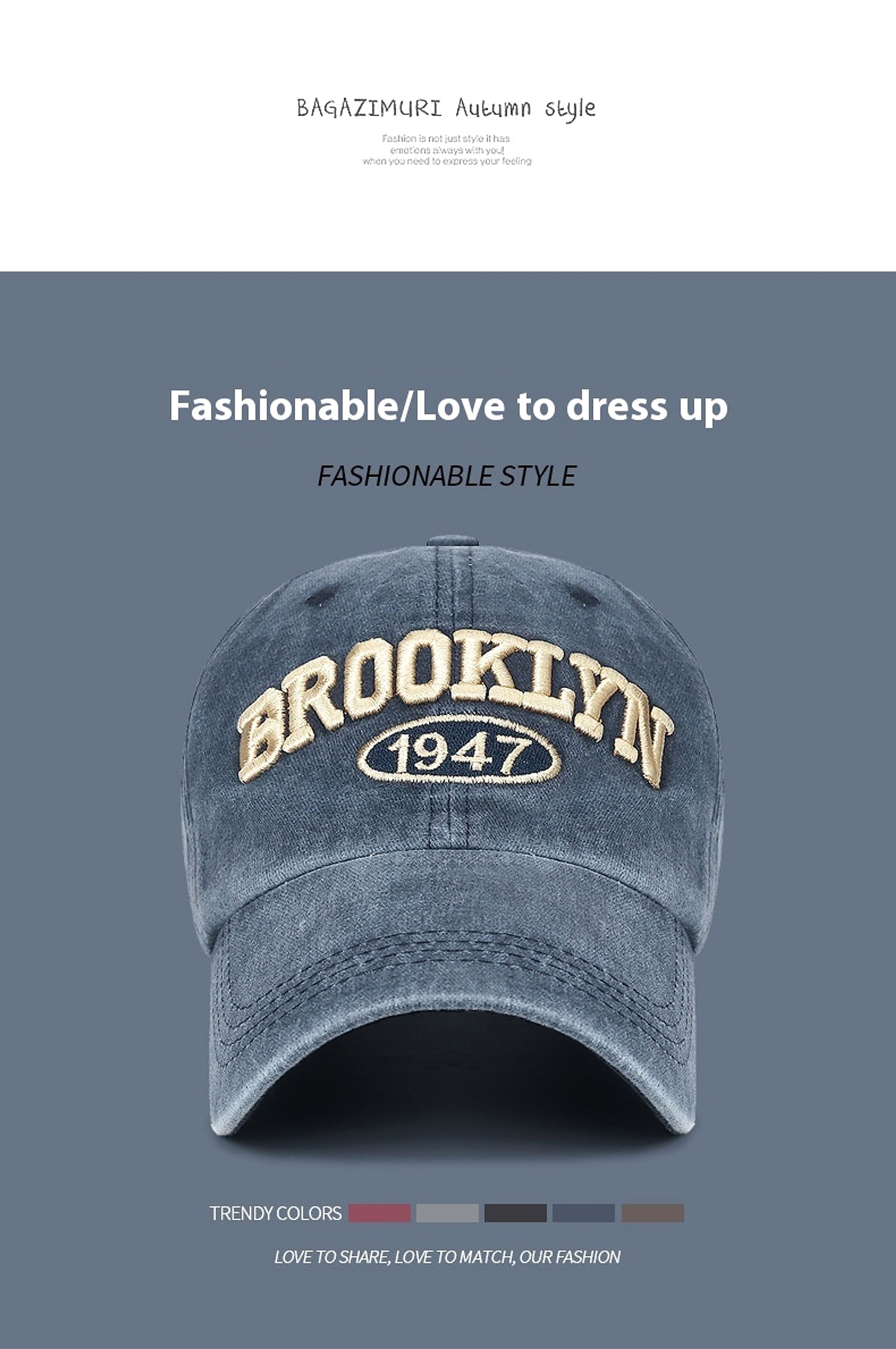 Spring And Summer Sun Protection Men's Retro Washed Letters Embroidered Peaked Cap - enhanced image 8