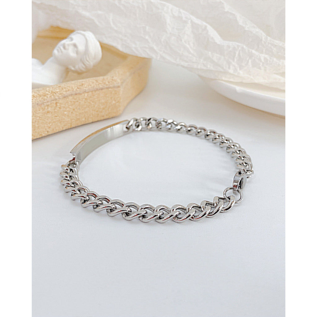 Titanium Steel Curved Plate Rose Gold Plated Men's And Women's Bracelet Bracelet - enhanced image 8