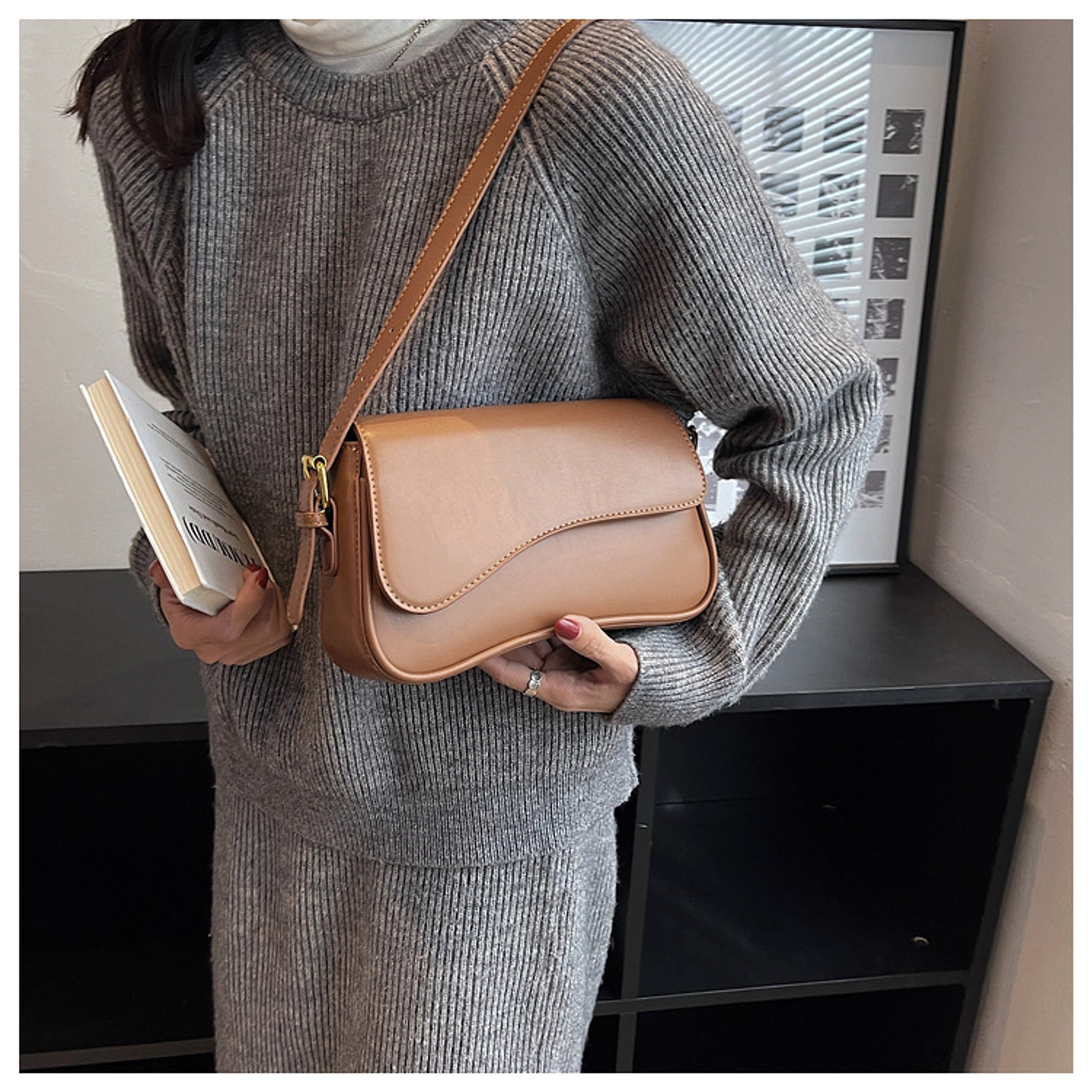 VelouraCraft™ – Magnetic Buckle Shoulder Bag - enhanced image 8