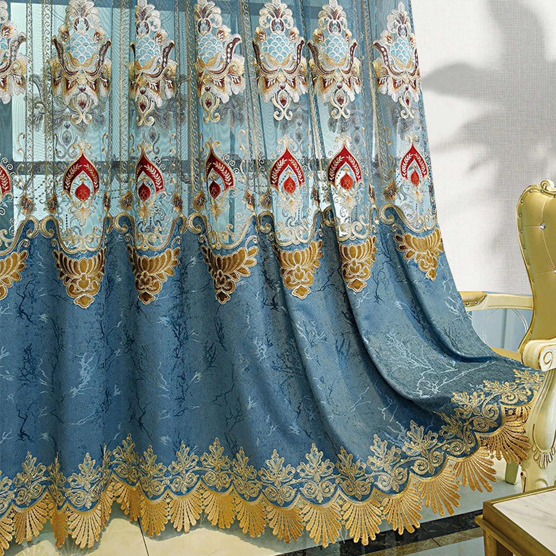 VeluRomi™ – Modern Velvet Embroidered Curtains for Light-Proof Elegance - enhanced image 8