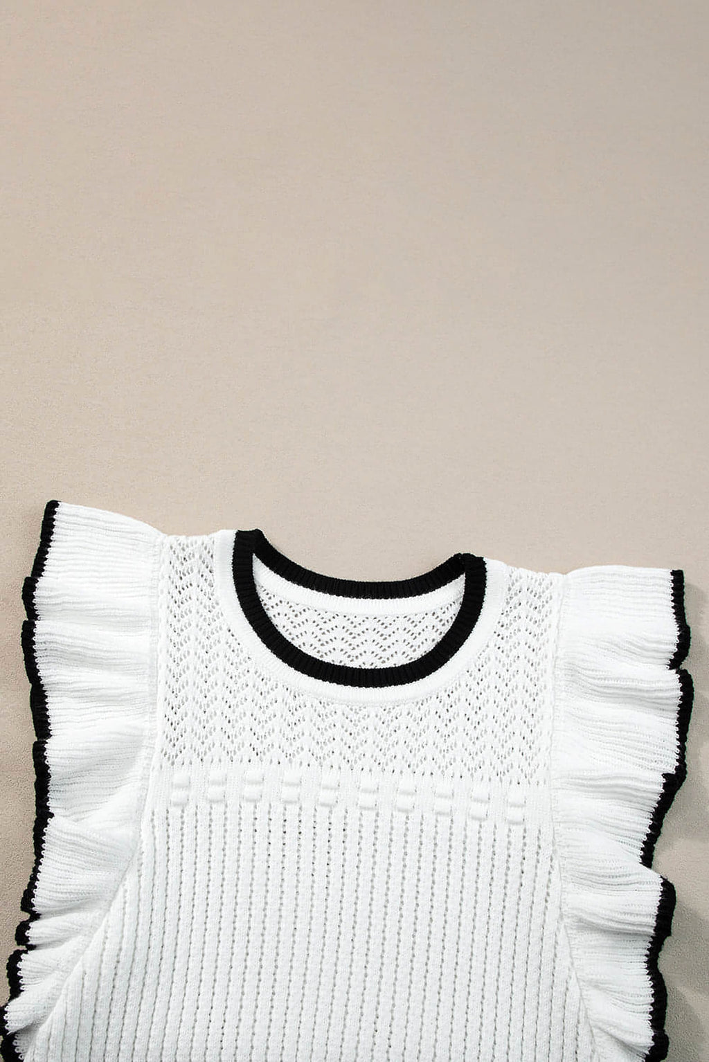 White Crochet Eyelet Flounce Tank Top - enhanced image 8