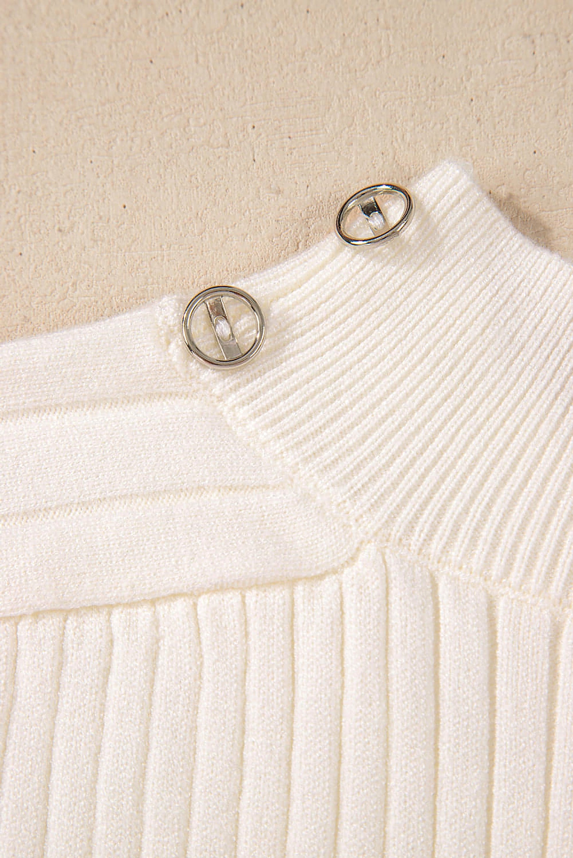 White Ribbed Knit High Neck Sweater Vest - enhanced image 8