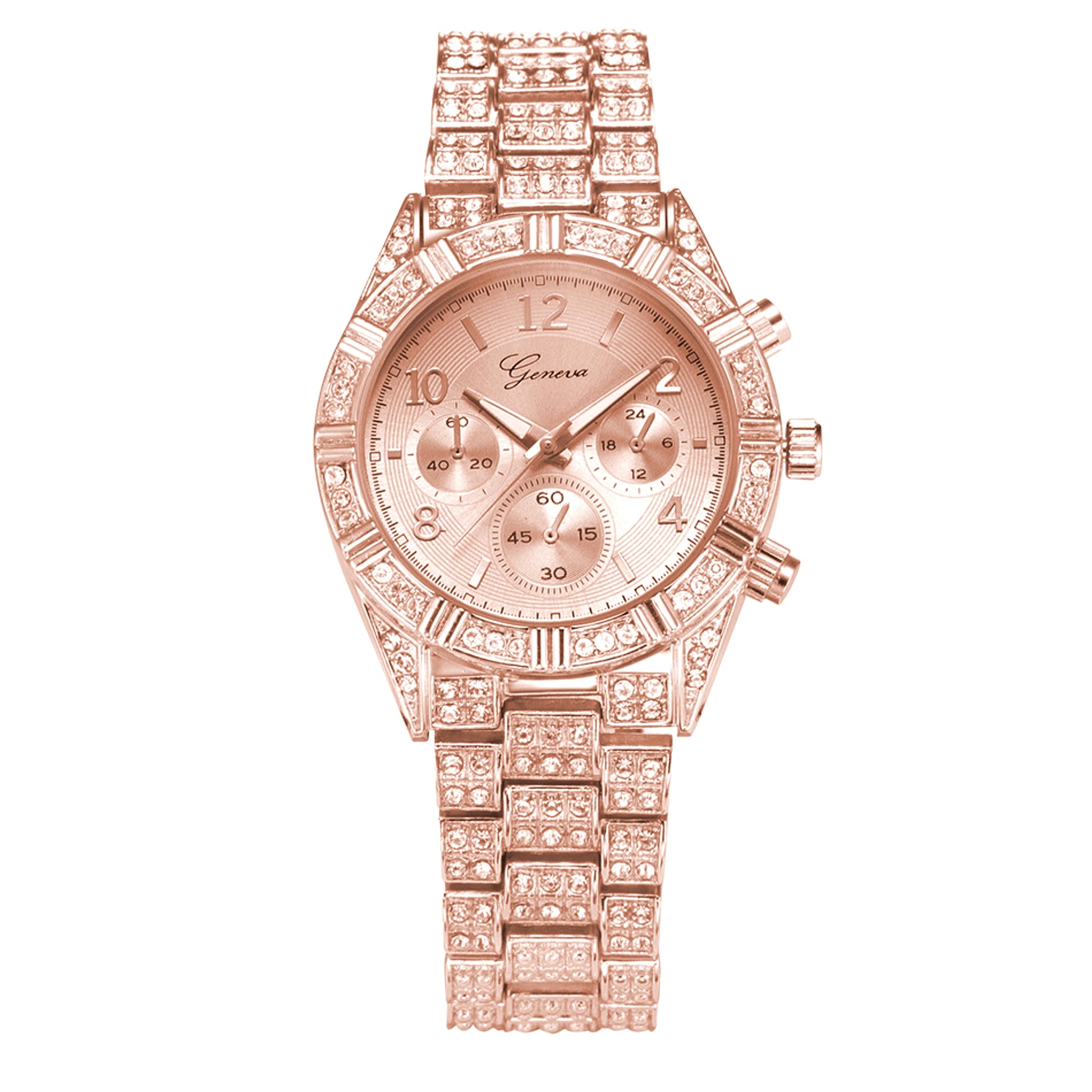LunaGeneva™ – Rose Gold Crystal Iced-Out Quartz Watch Women - enhanced image 8