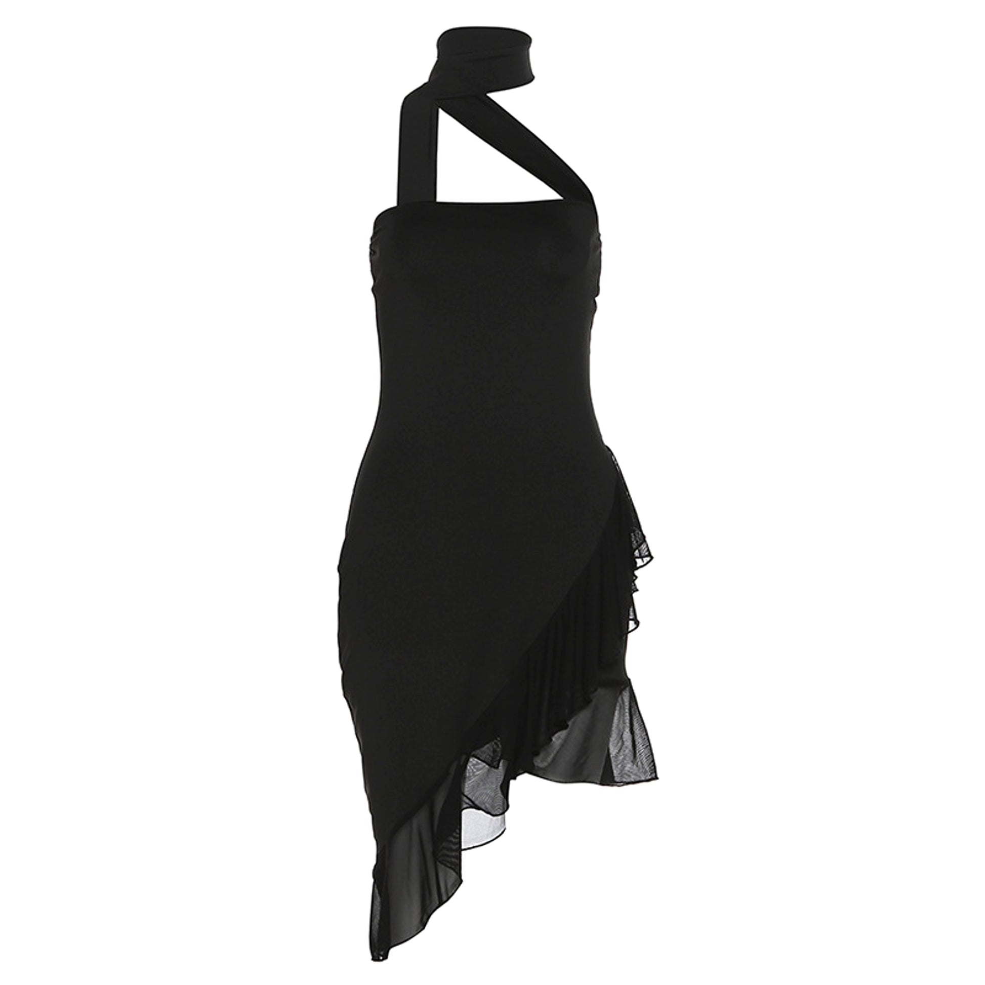 Women's Fashion Halter Off-shoulder Slim Fit Stringy Selvedge Dress - enhanced image 8