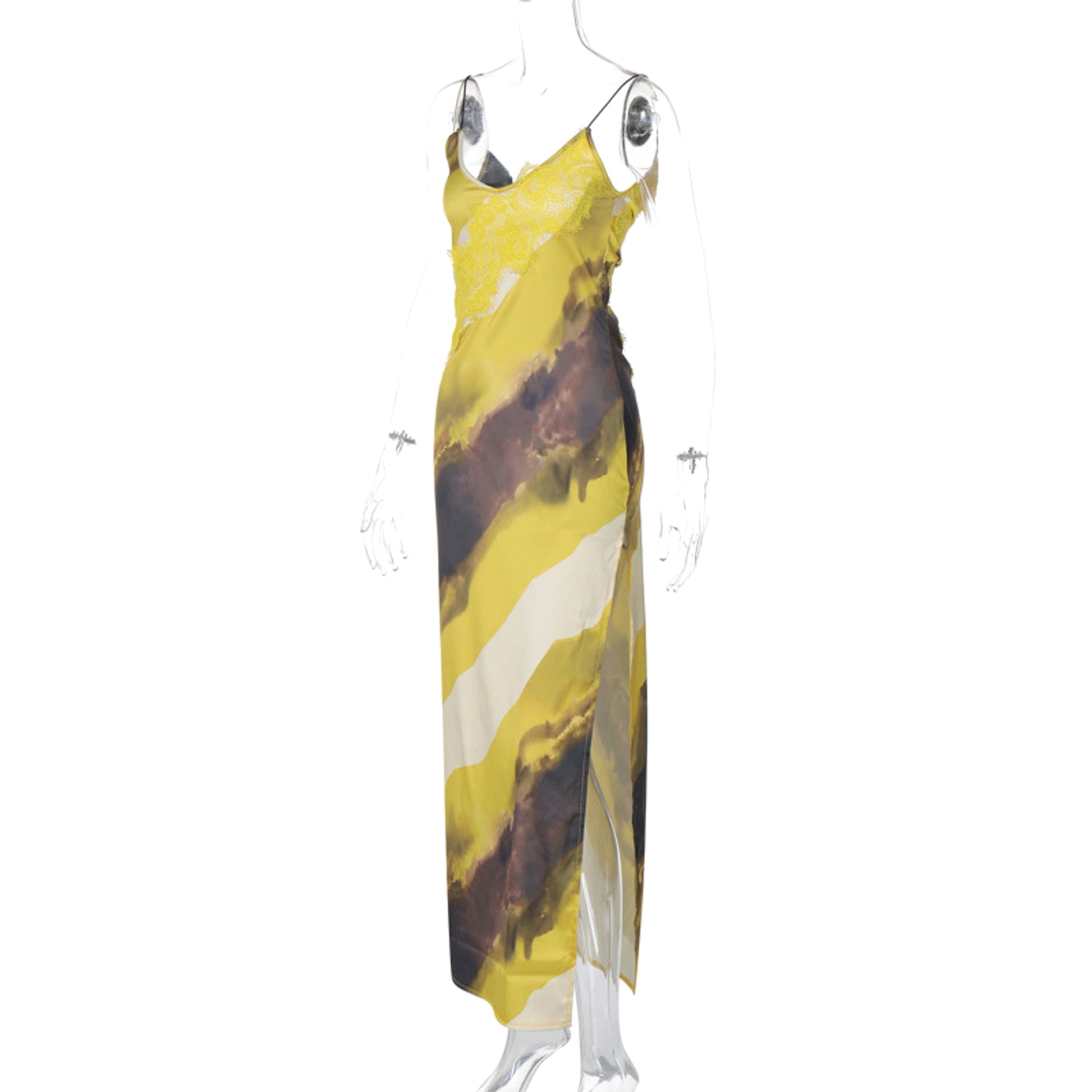 Women's Fashion Printed V-neck Backless Slit Sling Dress - enhanced image 8