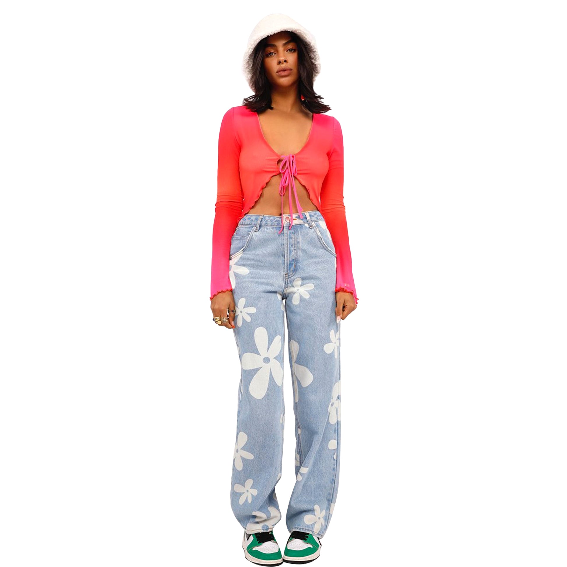 Women's Fashionable Simple Printed Straight Jeans - enhanced image 8