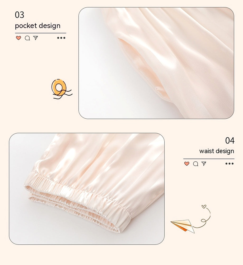 Women's Long-sleeved Ice Silk Thin Homewear Pajamas - enhanced image 8
