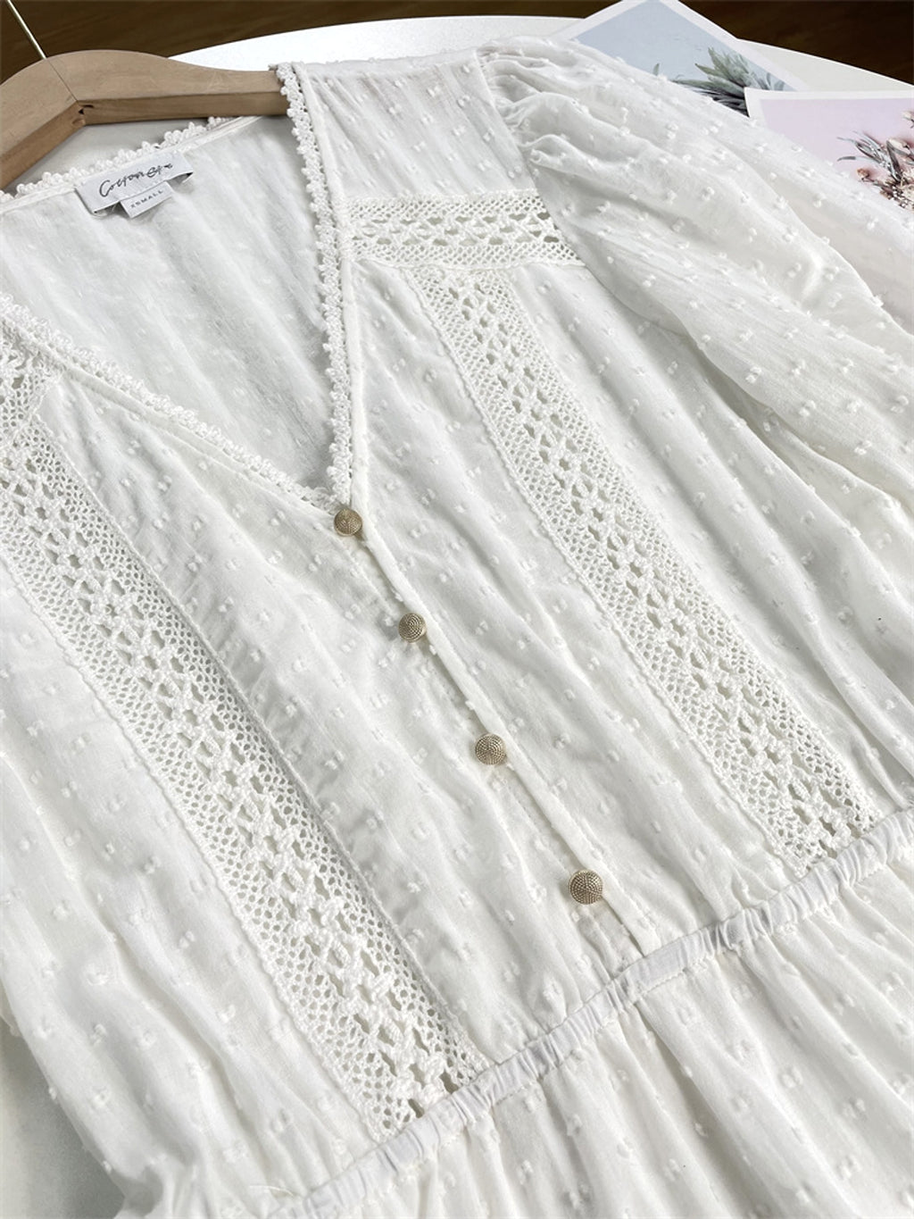 Women's Long Sleeved Jacquard Lace Dress - enhanced image 8