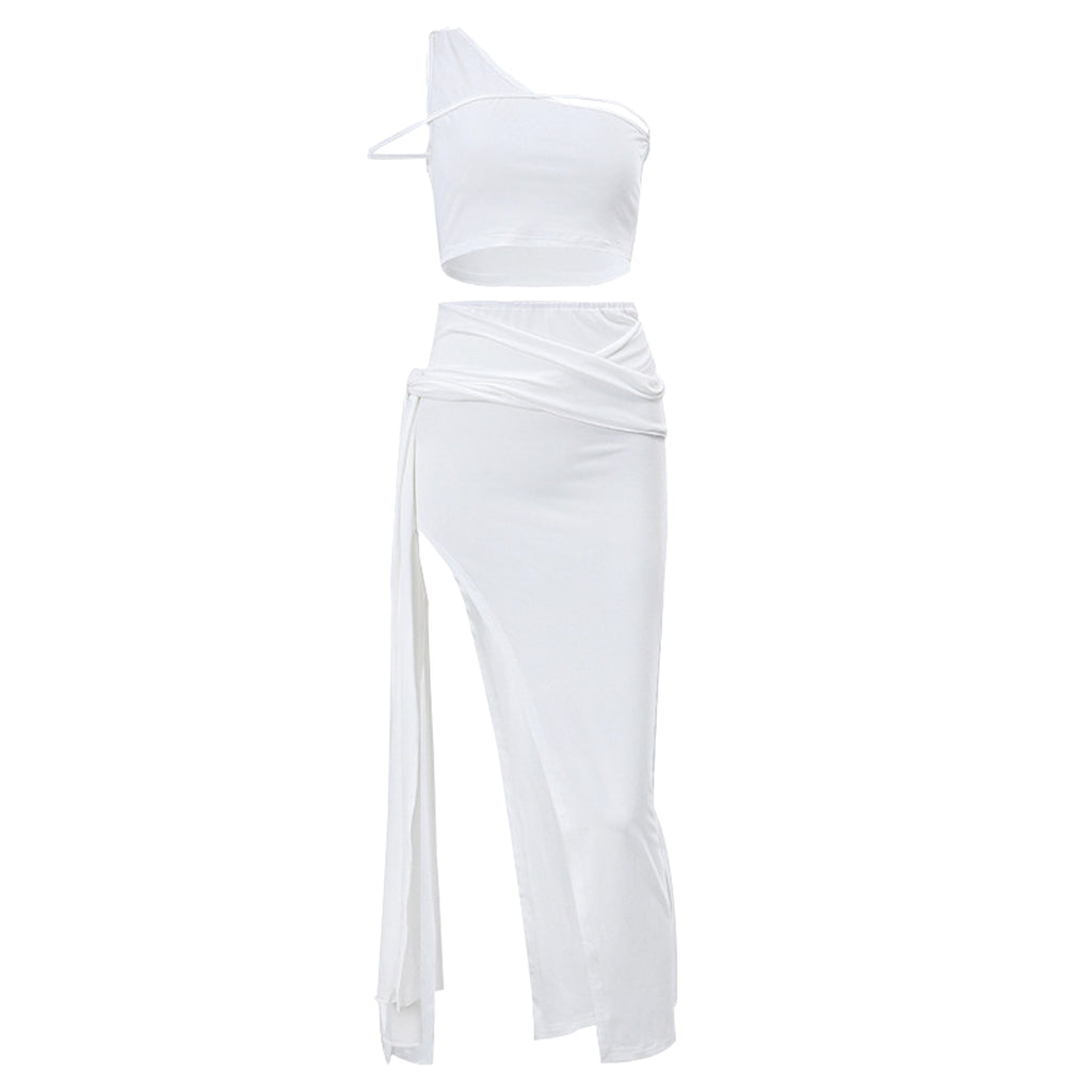 Women's Off-the-shoulder Navel High Slit Suit Set - enhanced image 8