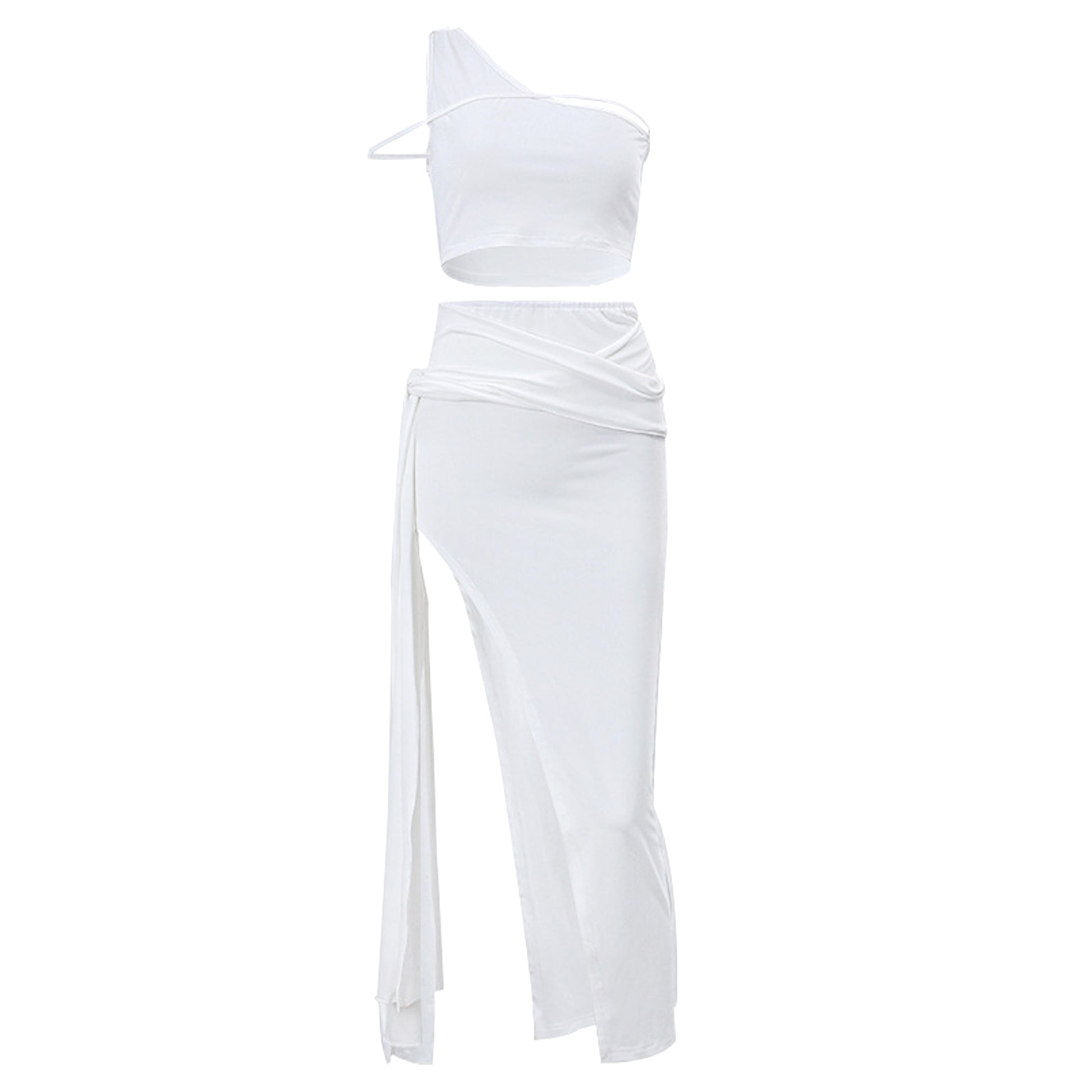 Women's Off-the-shoulder Navel High Slit Suit Set - enhanced image 8