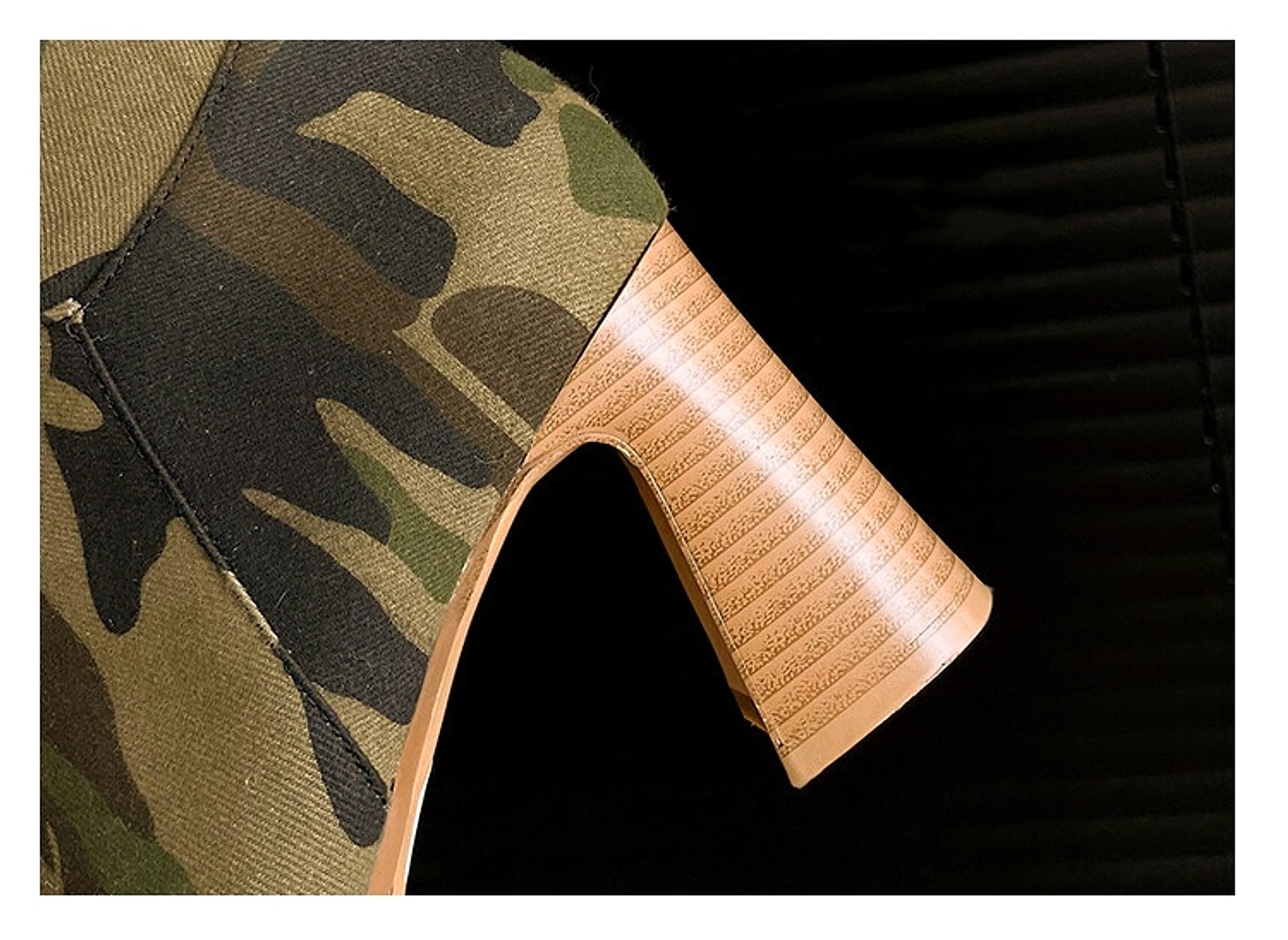 Women's Round Head Camouflage Denim Chunky Heel Long Boots - enhanced image 8