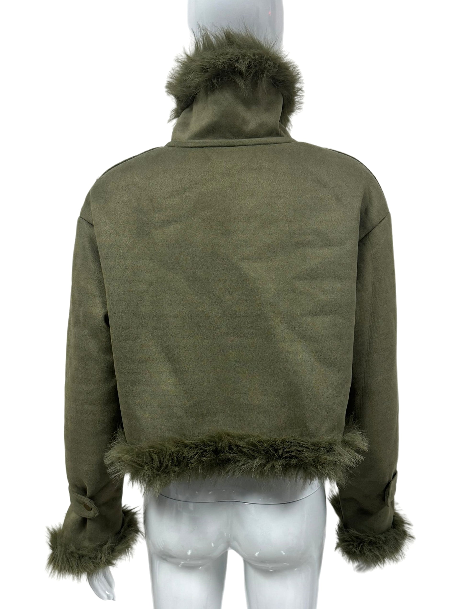 Women's Suede Short Coat – Faux Leather Fall & Winter Streetwear Jacket - enhanced image 8