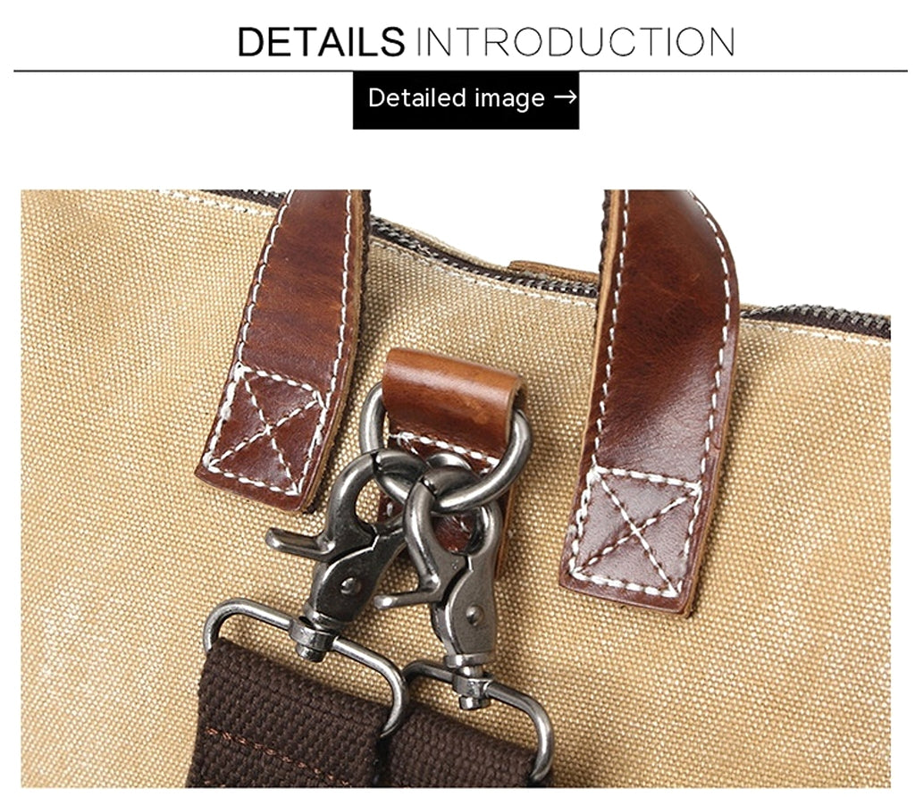 Women's Waterproof Canvas With Top Layer Leather Backpack - enhanced image 8