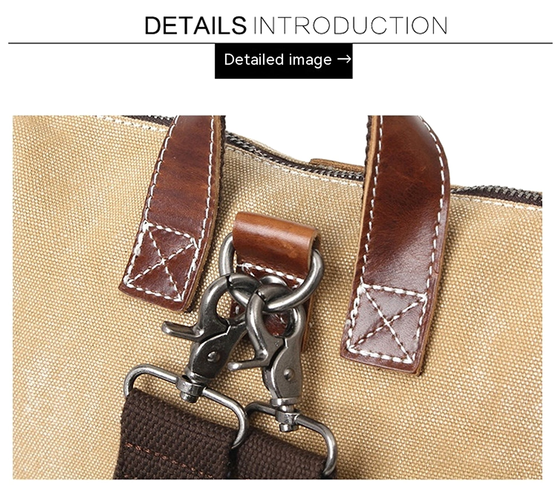 Women's Waterproof Canvas With Top Layer Leather Backpack - enhanced image 8