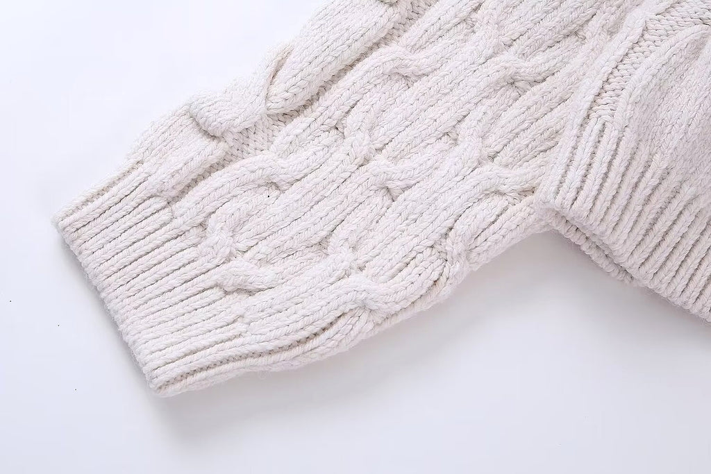Women's White Knitted Cardigan Sweater Coat - enhanced image 8