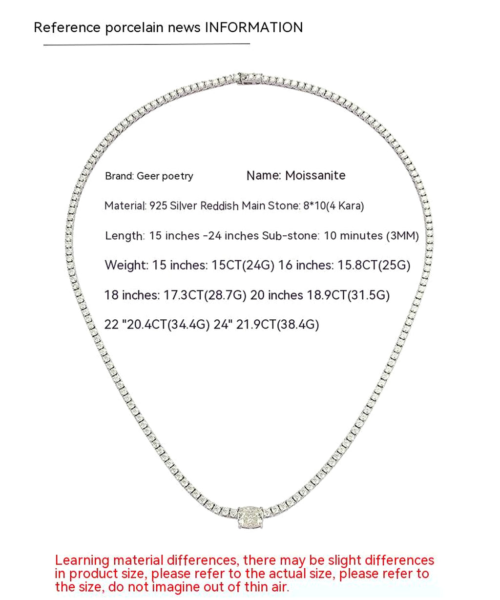 4 Karat Diamond Moissanite Necklace 925 Silver Simple European And American Style Popular - enhanced image 9