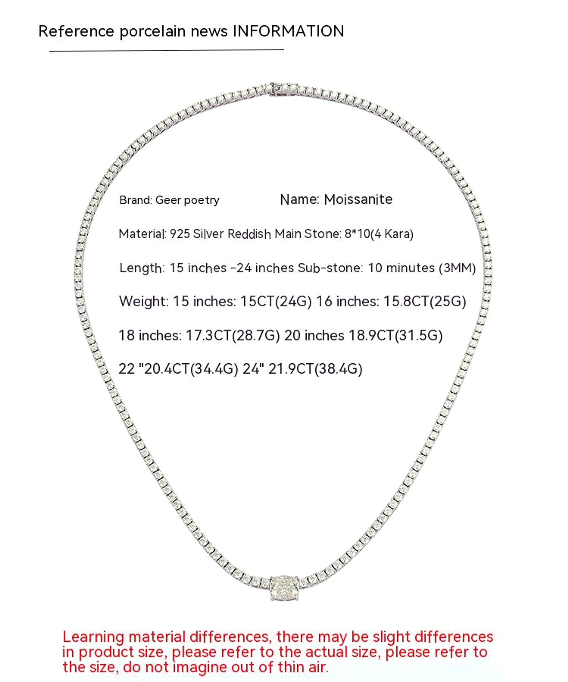 4 Karat Diamond Moissanite Necklace 925 Silver Simple European And American Style Popular - enhanced image 9