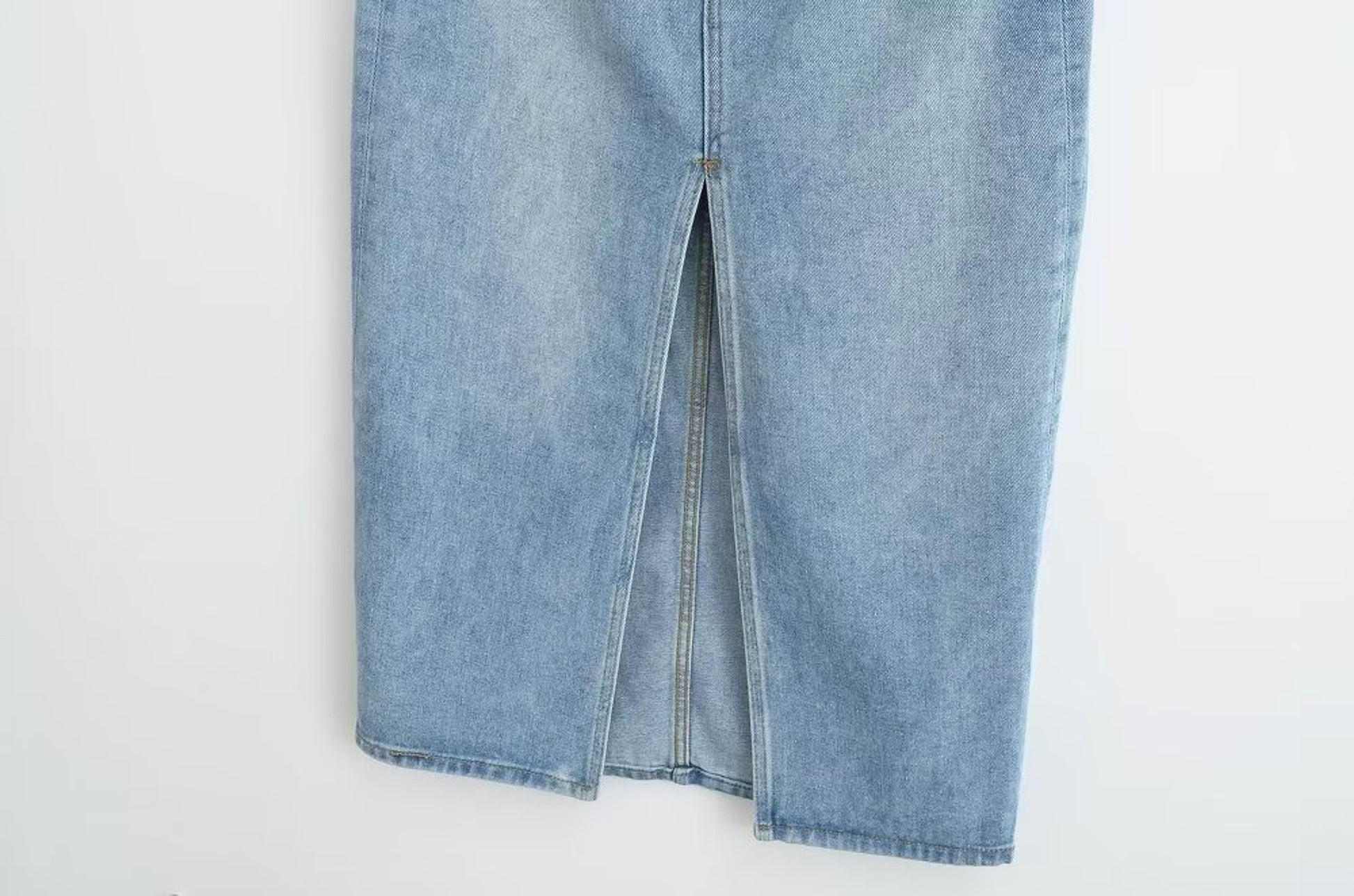 A1. Front Slit Hem Lock Street Denim Skirt - enhanced image 9