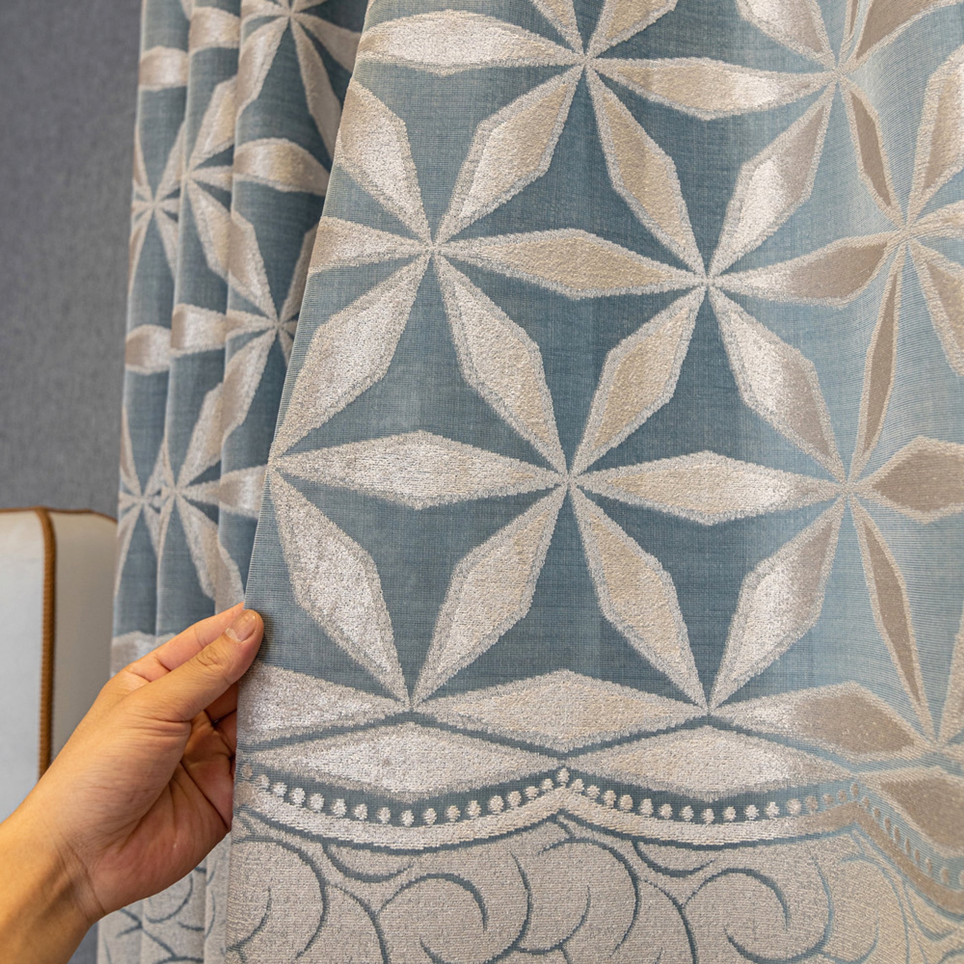 AliciaDrape™ – American Jacquard Curtain in Ice Blue - enhanced image 9