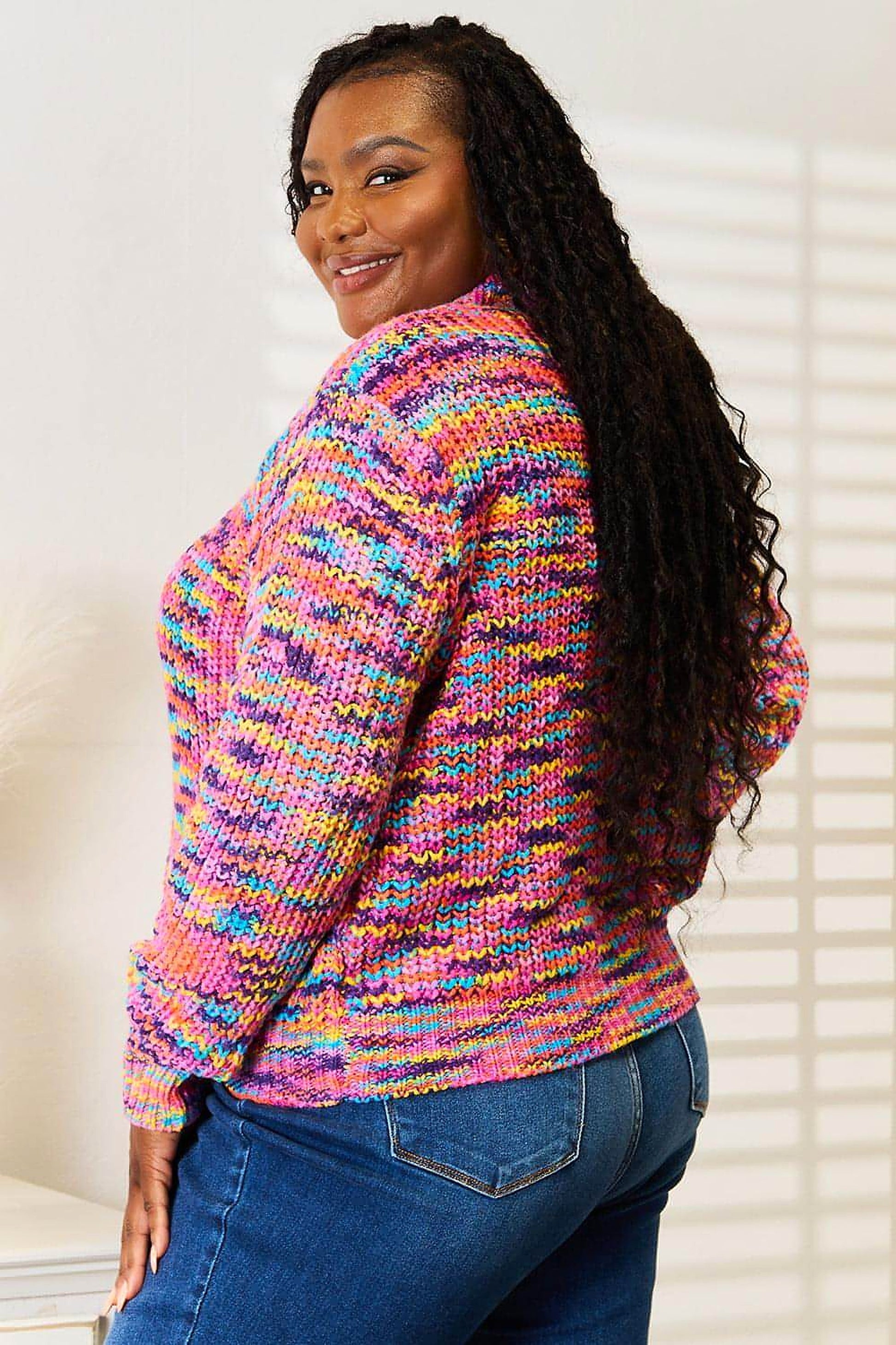 Angel Wings Woven Right V-Neck Long Sleeve Cardigan - enhanced image 9