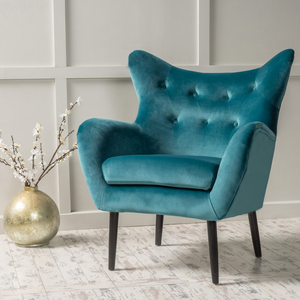 🪑 LuneluX_Home – Velvet Wingback Lounge Chair (Teal) - enhanced image 9