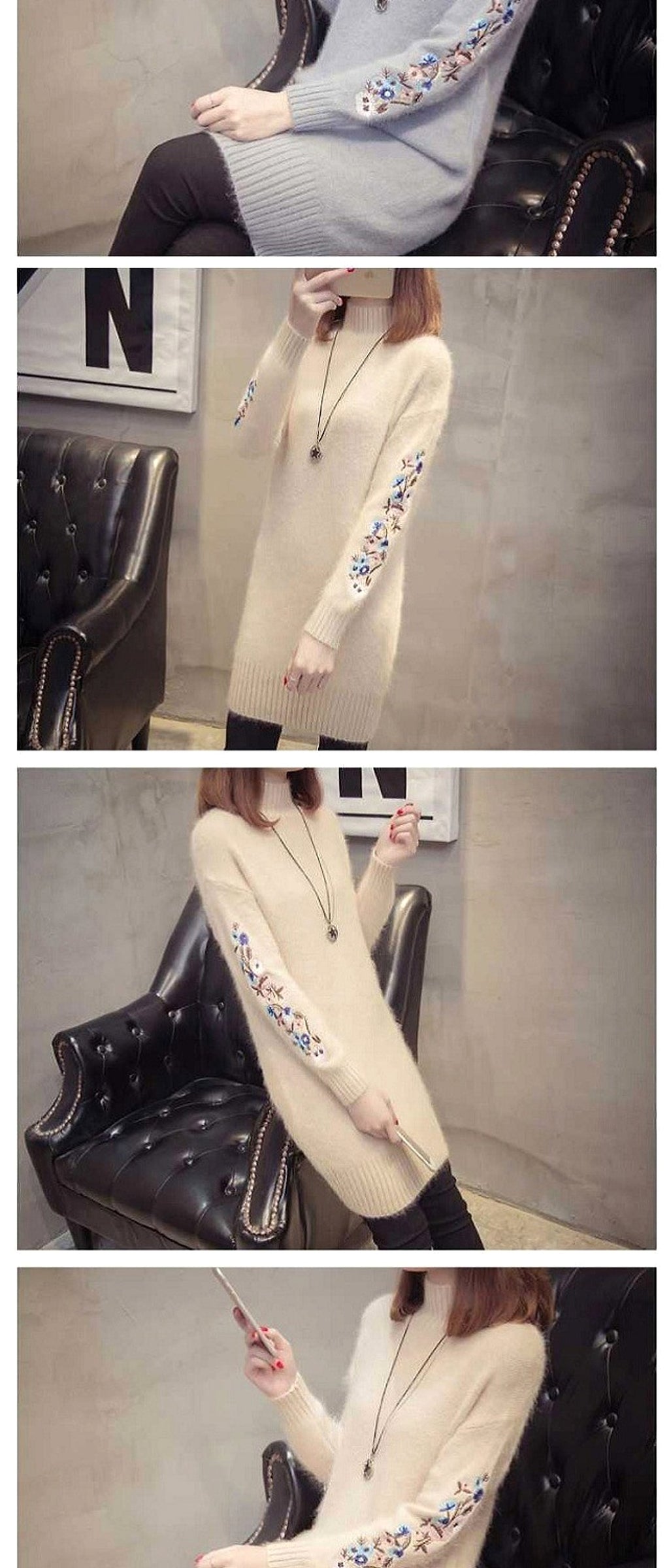 Autumn And Winter Fleece-lined Thickened Woolen Dress Sweater - enhanced image 9
